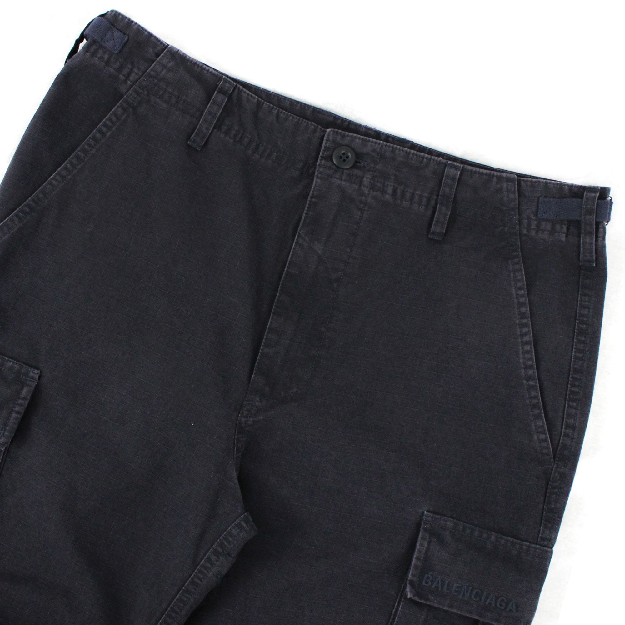 Balenciaga Embroidered Logo Cargo Pants Navy