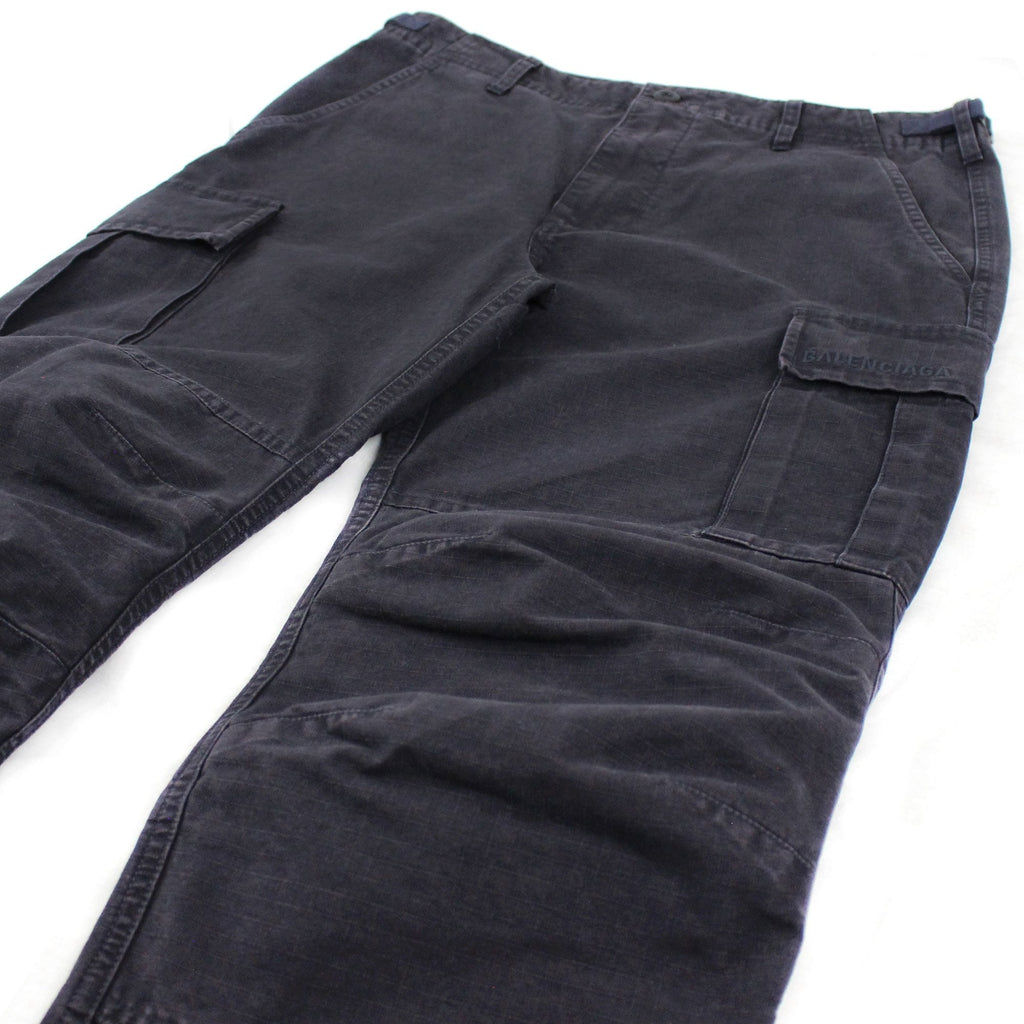 Balenciaga Embroidered Logo Cargo Pants Navy