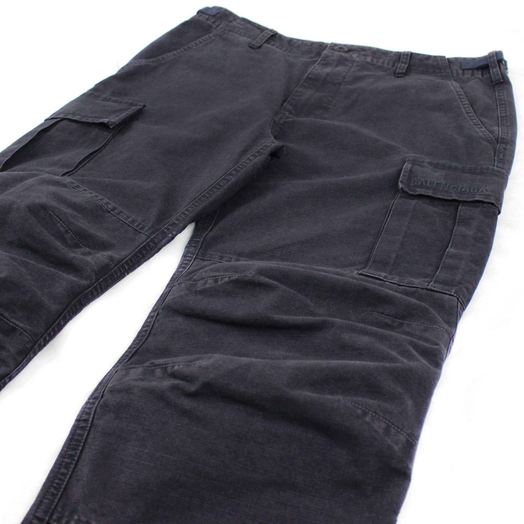 Balenciaga Embroidered Logo Cargo Pants Navy