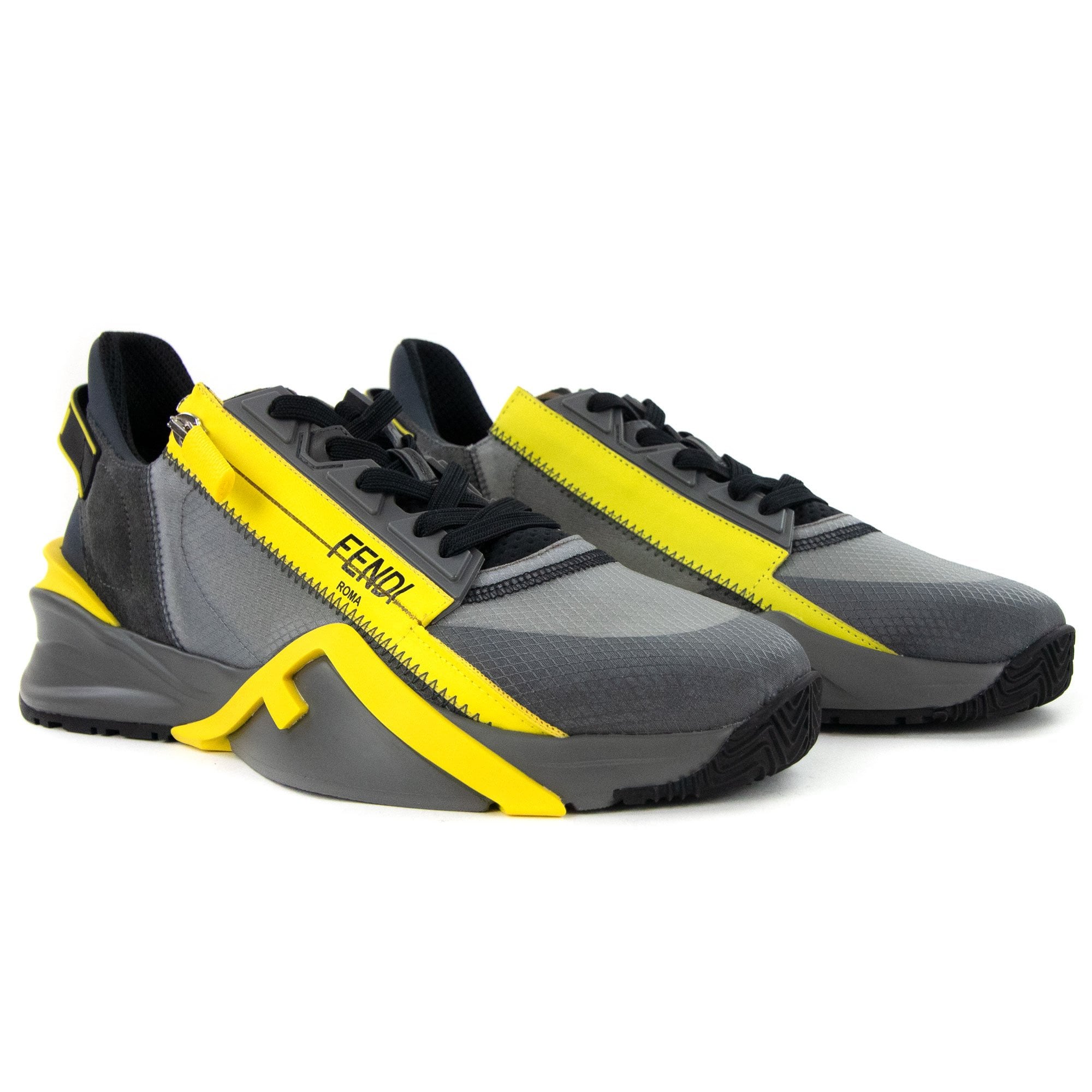 Fendi Nylon Low Tops Grey Yellow