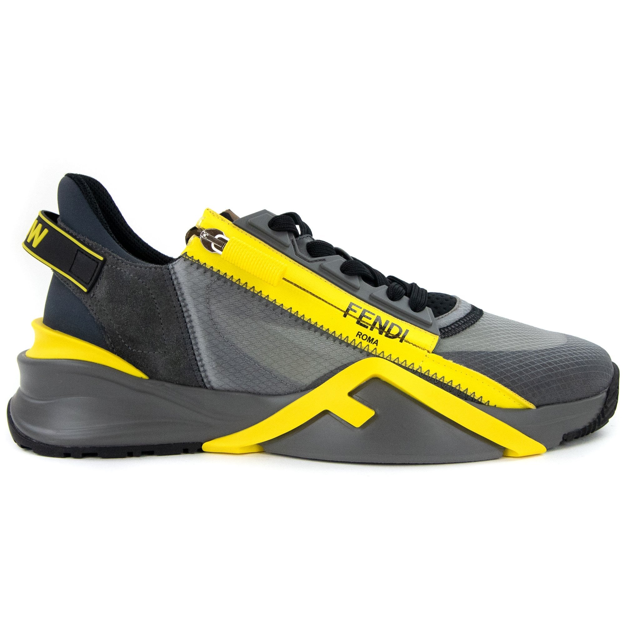 Fendi Nylon Low Tops Grey Yellow