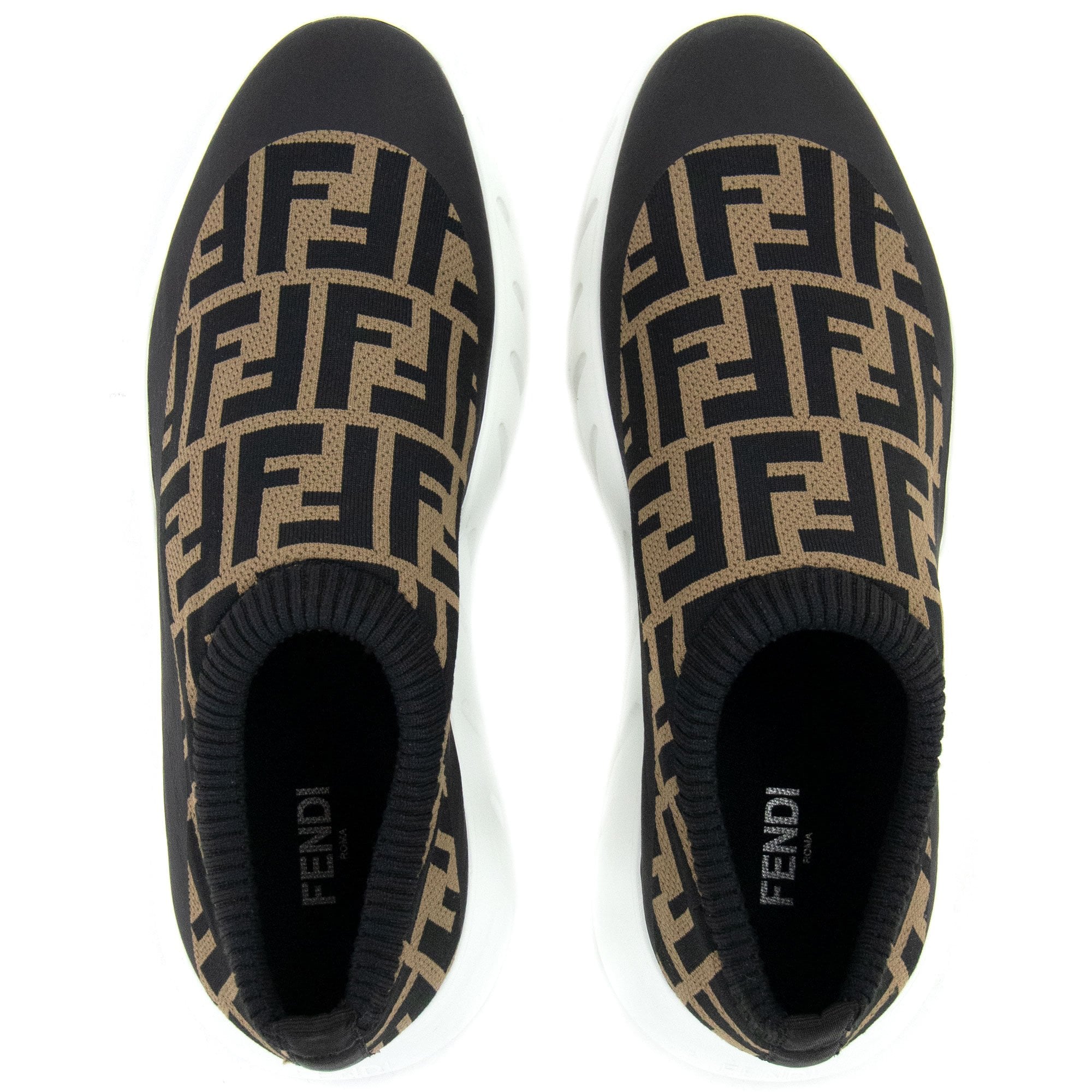 Fendi Ff Sock Low Top Trainers Tobacco/nero - MEN from Onu UK