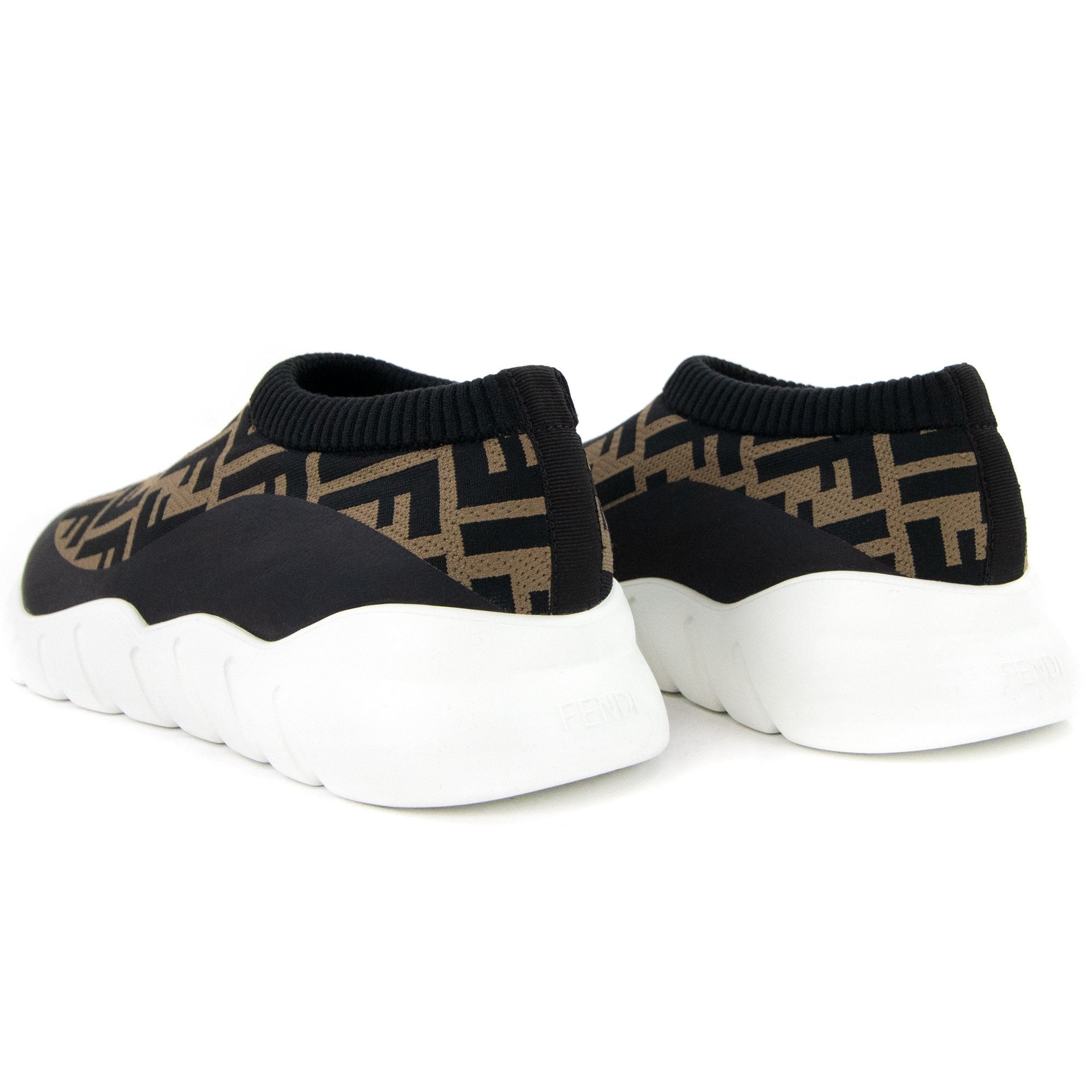 Fendi Ff Sock Low Top Trainers Tobacco/nero
