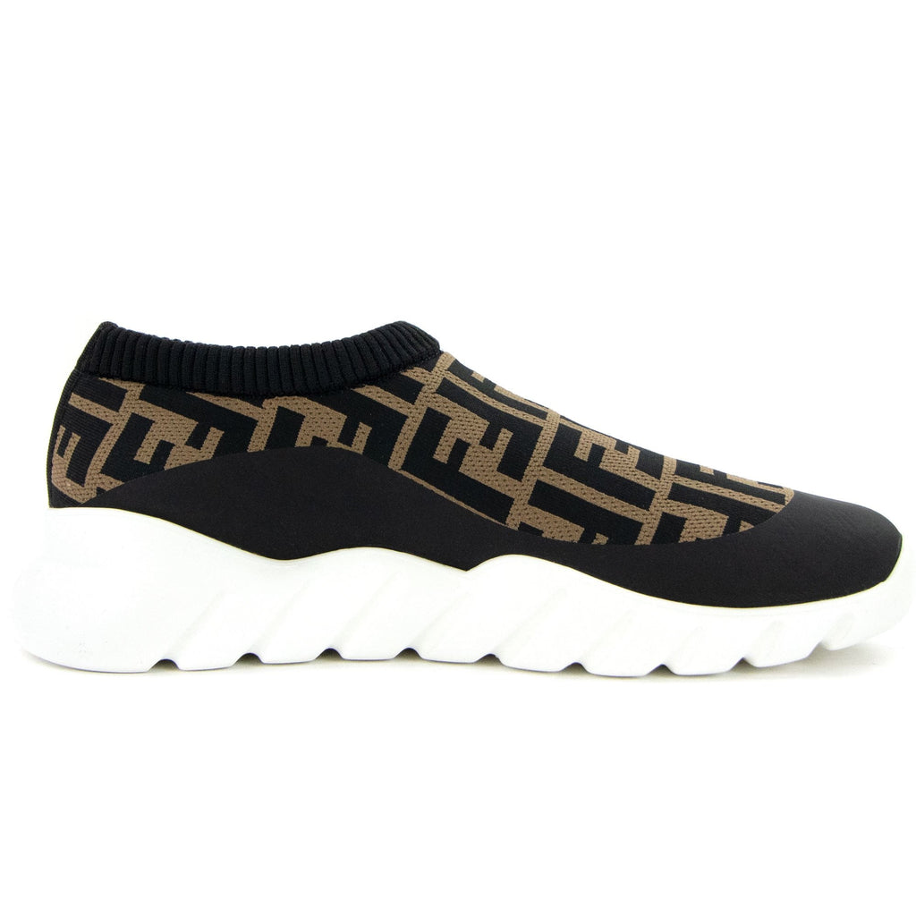 Fendi Ff Sock Low Top Trainers Tobacco/nero