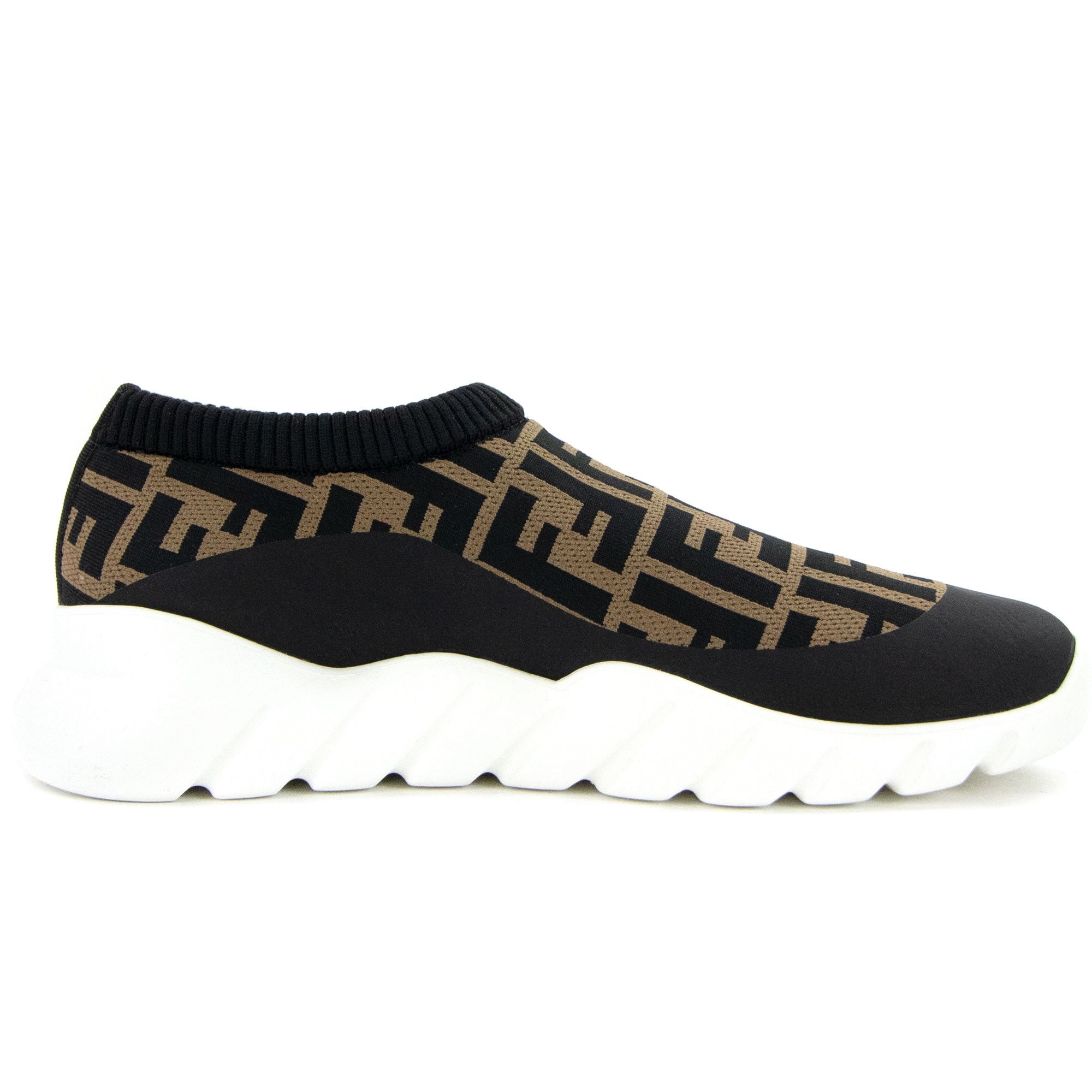 Fendi Ff Sock Low Top Trainers Tobacco/nero