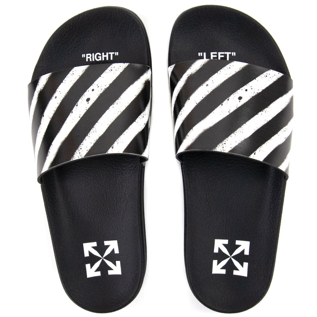 Off White Spray Stripes Sliders Black/white