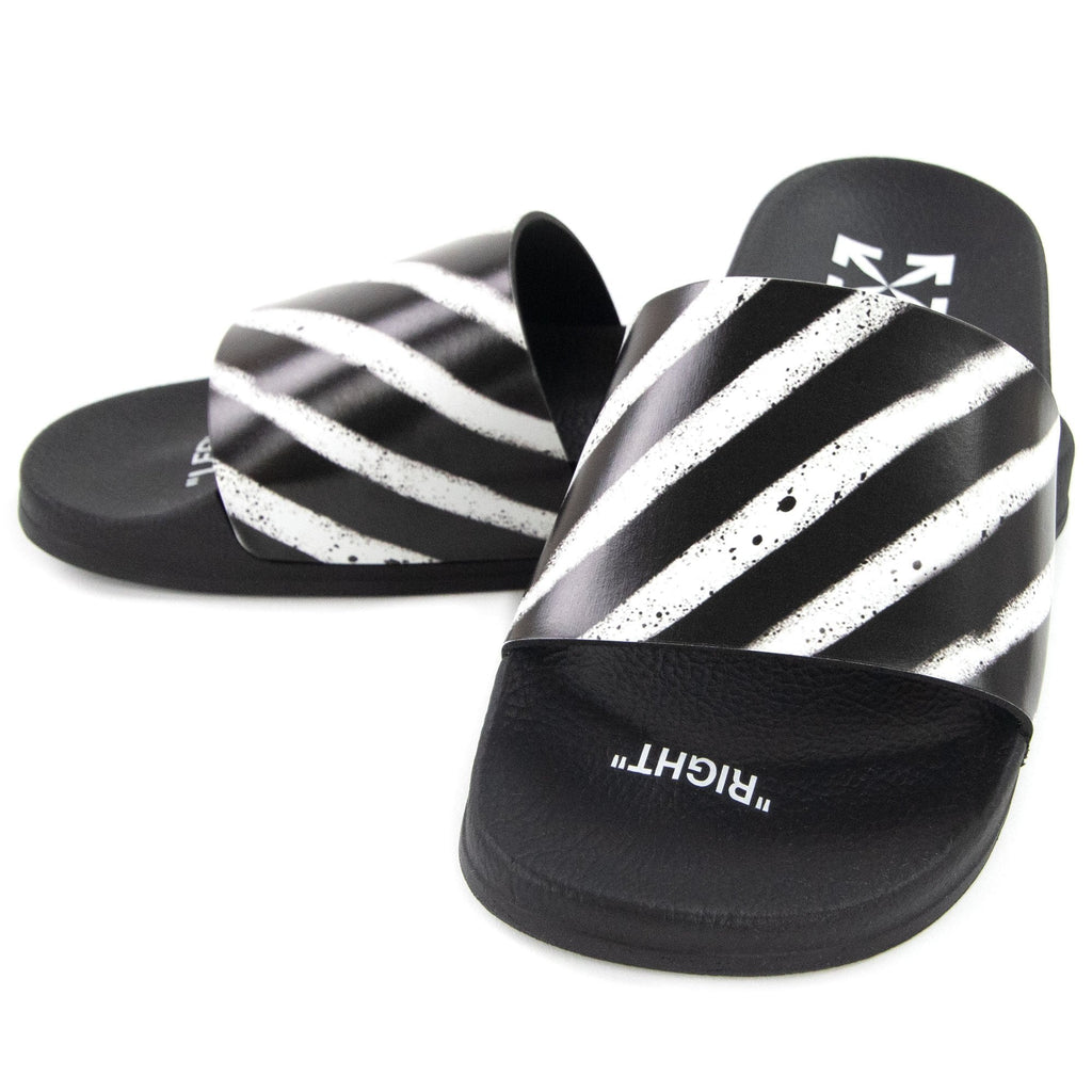Off White Spray Stripes Sliders Black/white