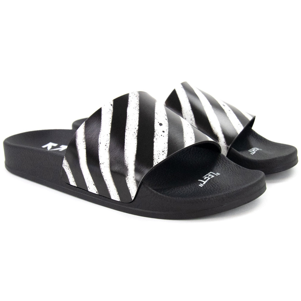 Off White Spray Stripes Sliders Black/white