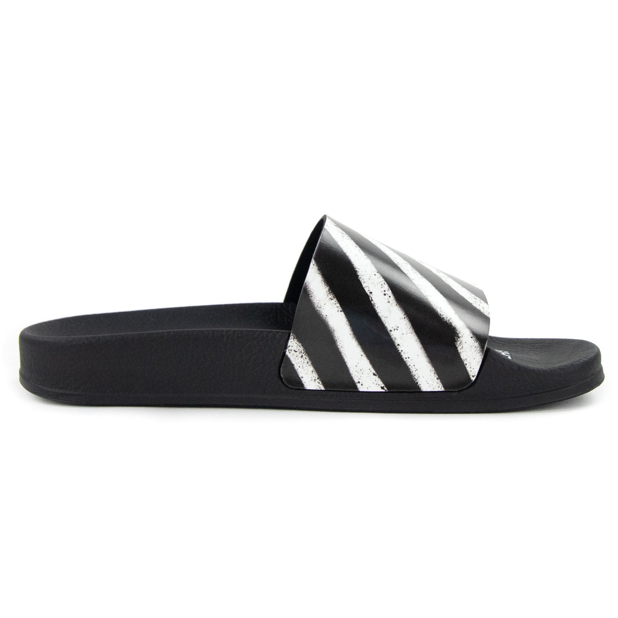 Off White Spray Stripes Sliders Black/white