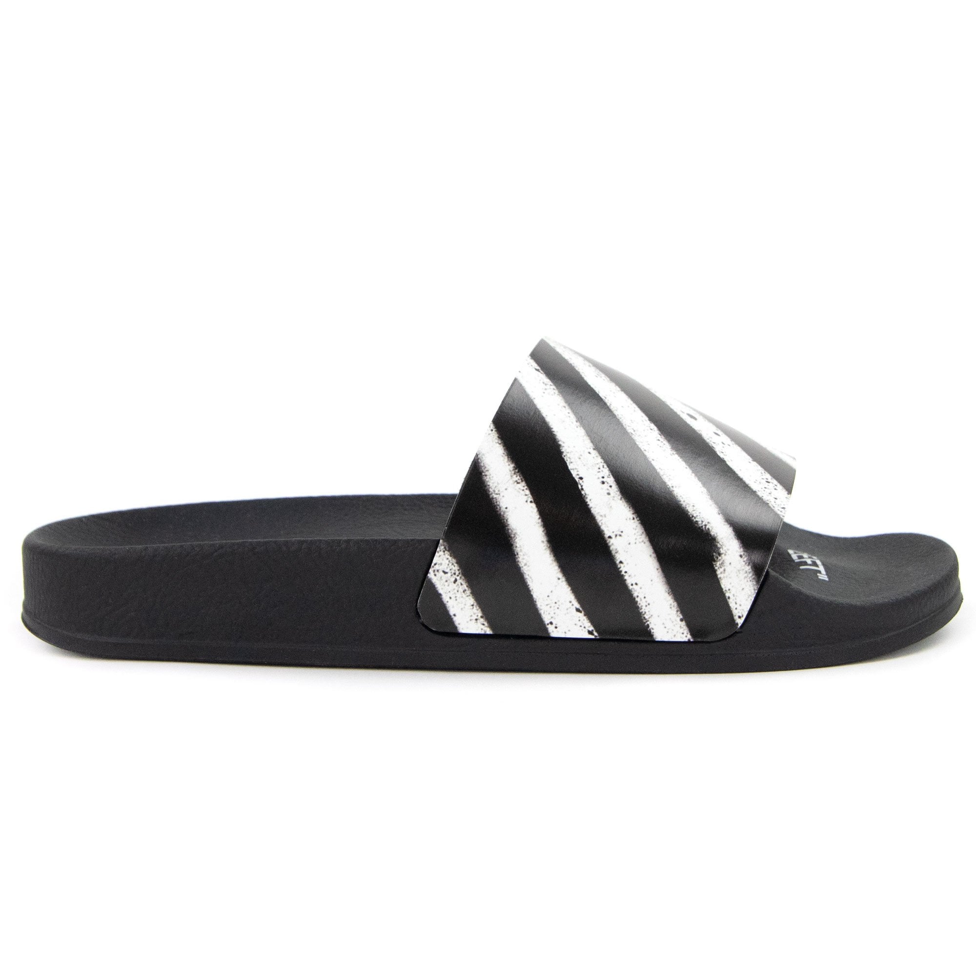 OFF-WHITE オフホワイト Spray Stripes Slides OMIA087S19C220371001 スプレープリントスライドサンダル シャワーサンダル ストライププリント ブラック/ホワイト Off White Spray Stripes Sliders Black/white – Onu