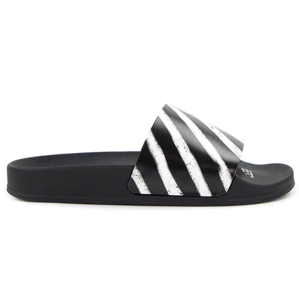 Off White Spray Stripes Sliders Black/white