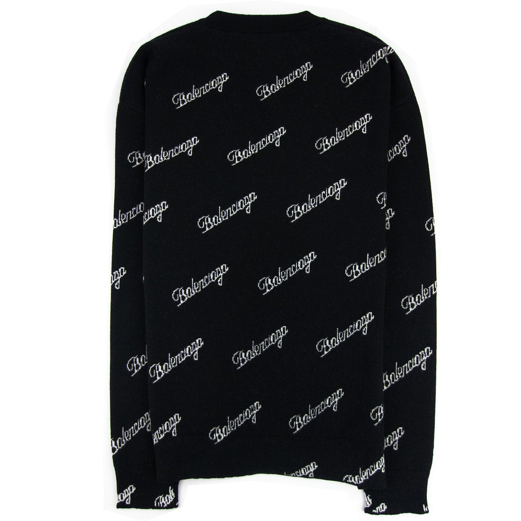 Balenciaga All Over Script Jumper Black