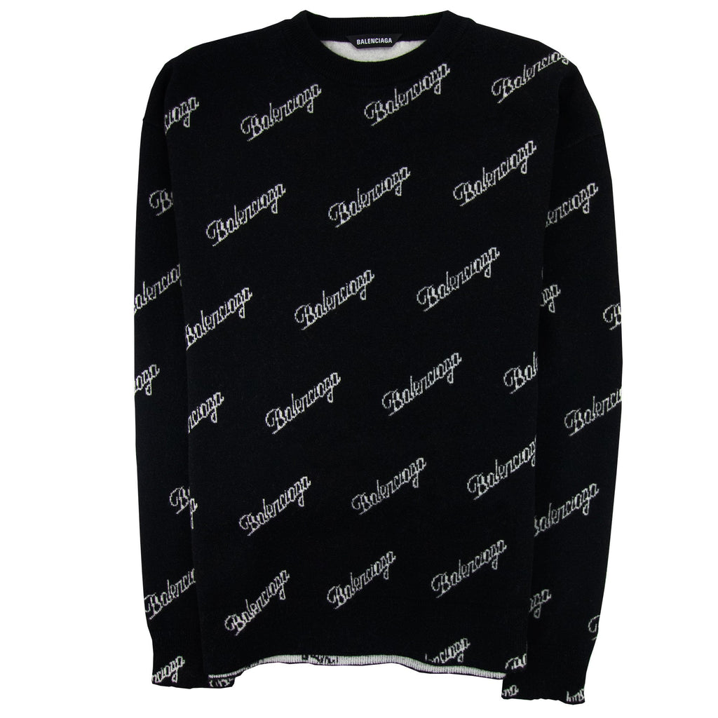 Balenciaga All Over Script Jumper Black