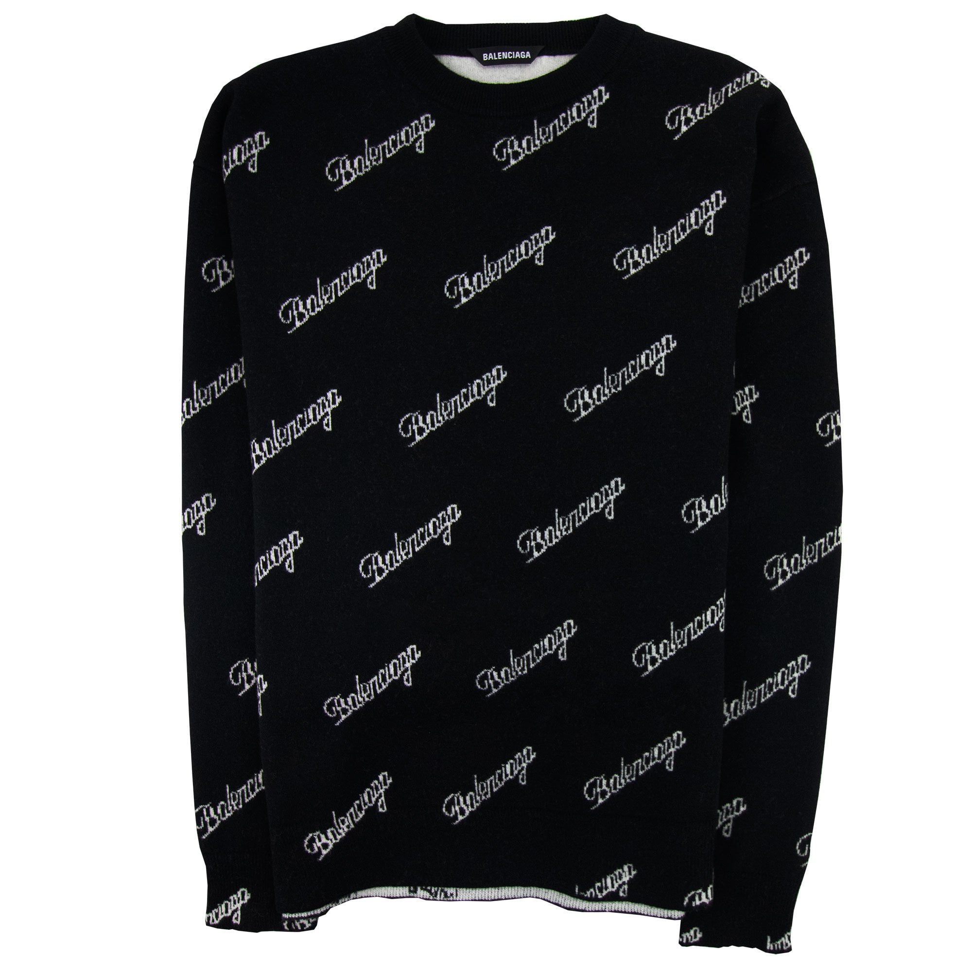 Balenciaga All Over Script Jumper Black
