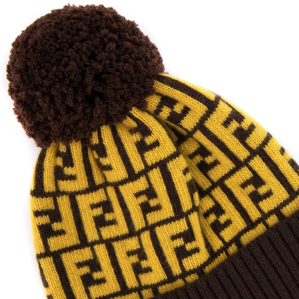 Fendi FF Logo Bobble Hat Yellow