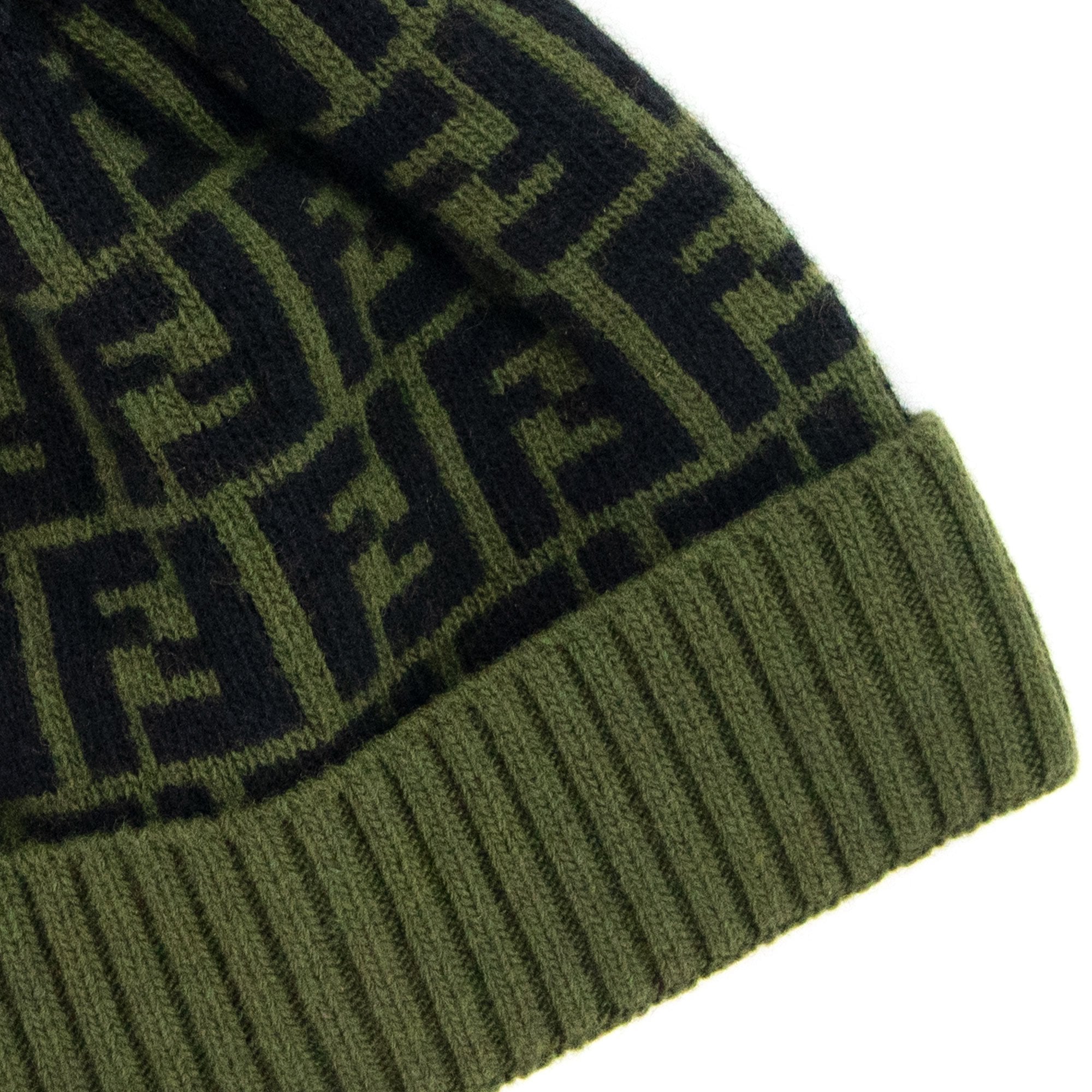 Fendi FF Logo Bobble Hat Green