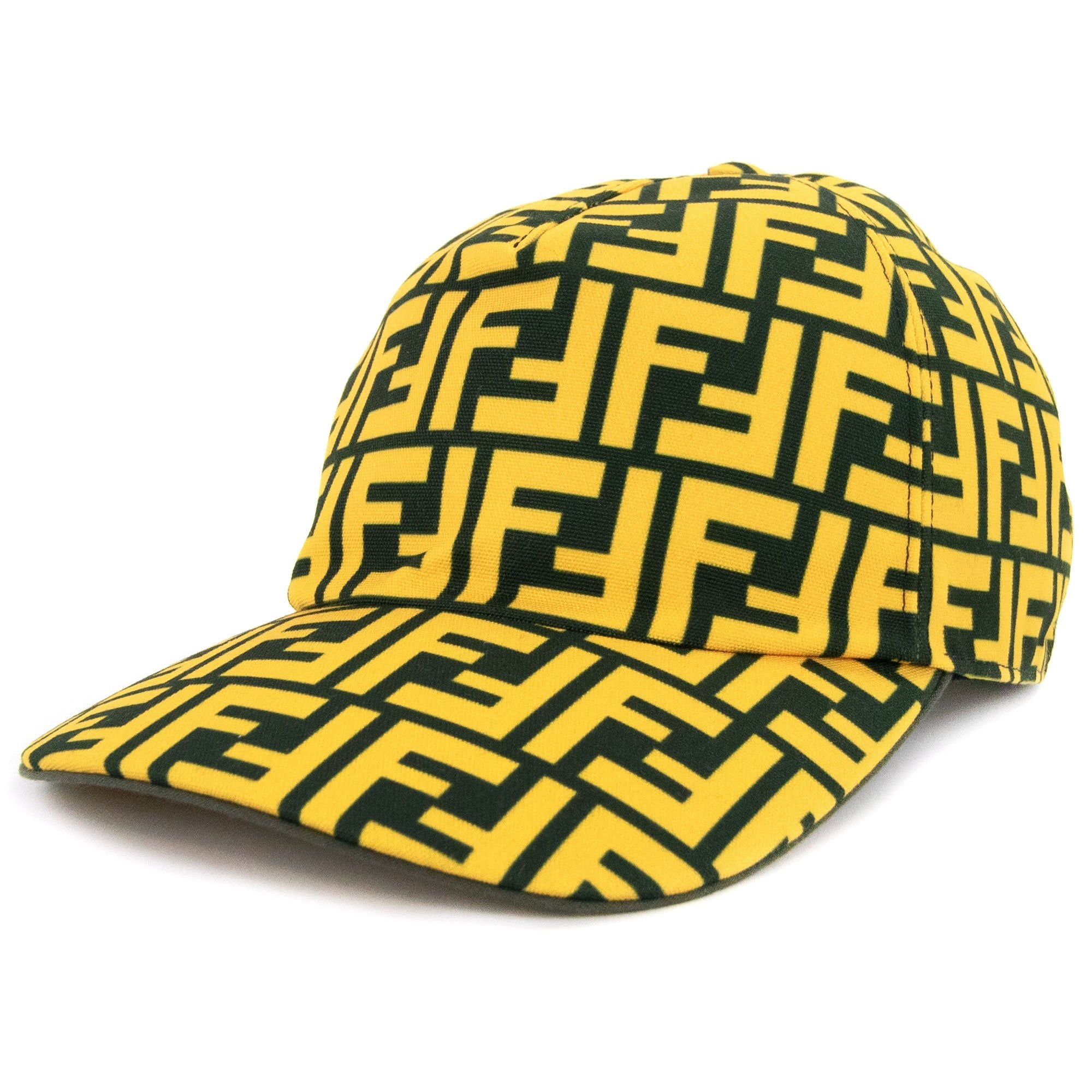 Fendi FF Print Canvas Baseball Cap Yellow