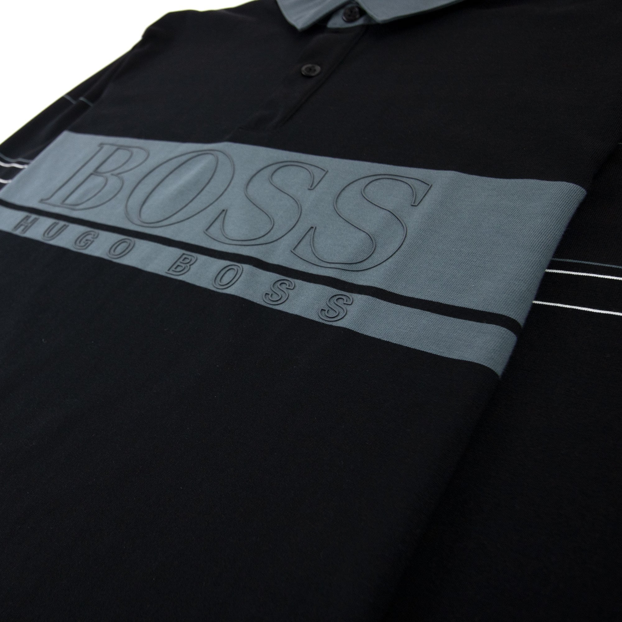 Hugo Boss Plisy 1 Block Logo Long Sleeve Polo Black 001