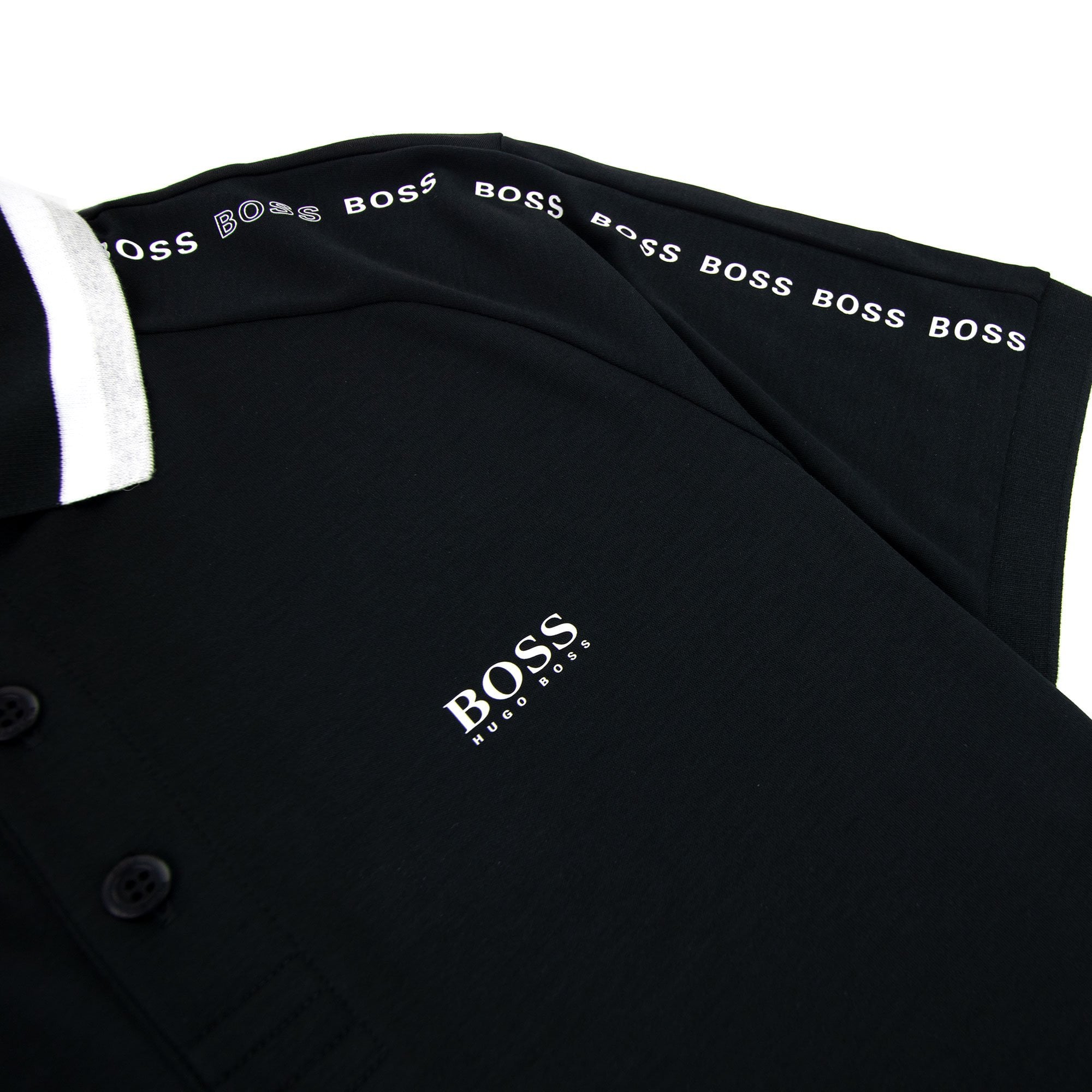 Hugo Boss Paule 2 Stripped Collar Polo Shirt Black 001