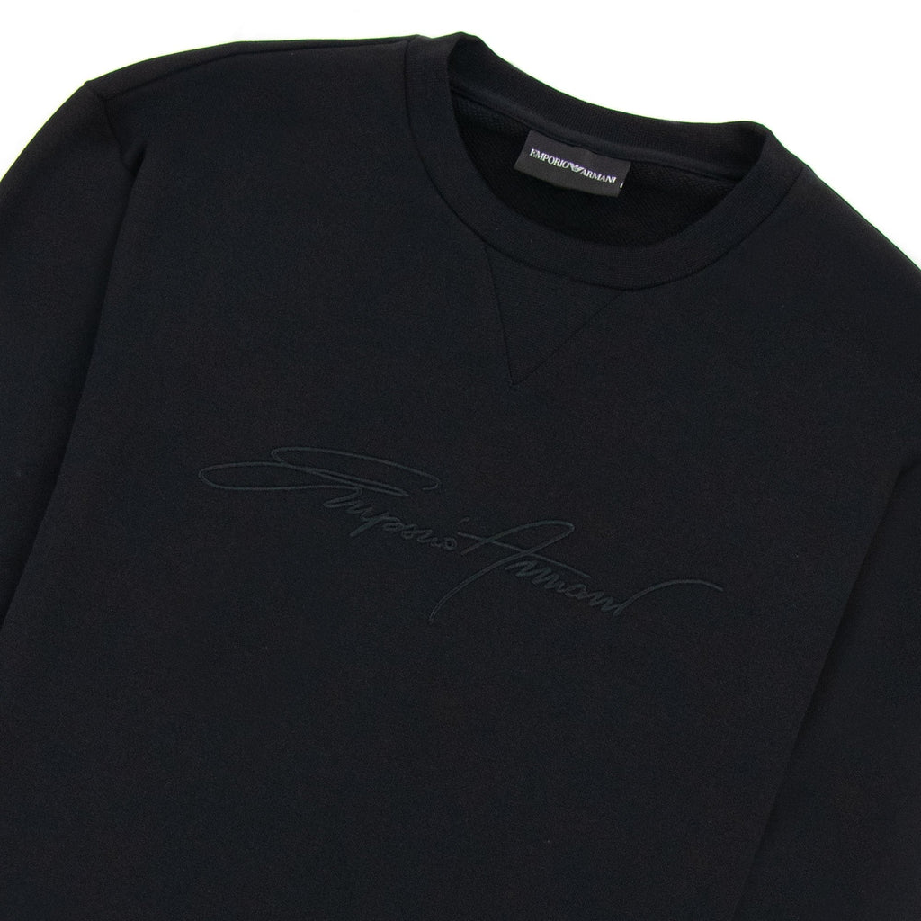Emporio Armani Embroidered Signature Logo Sweatshirt Black 999