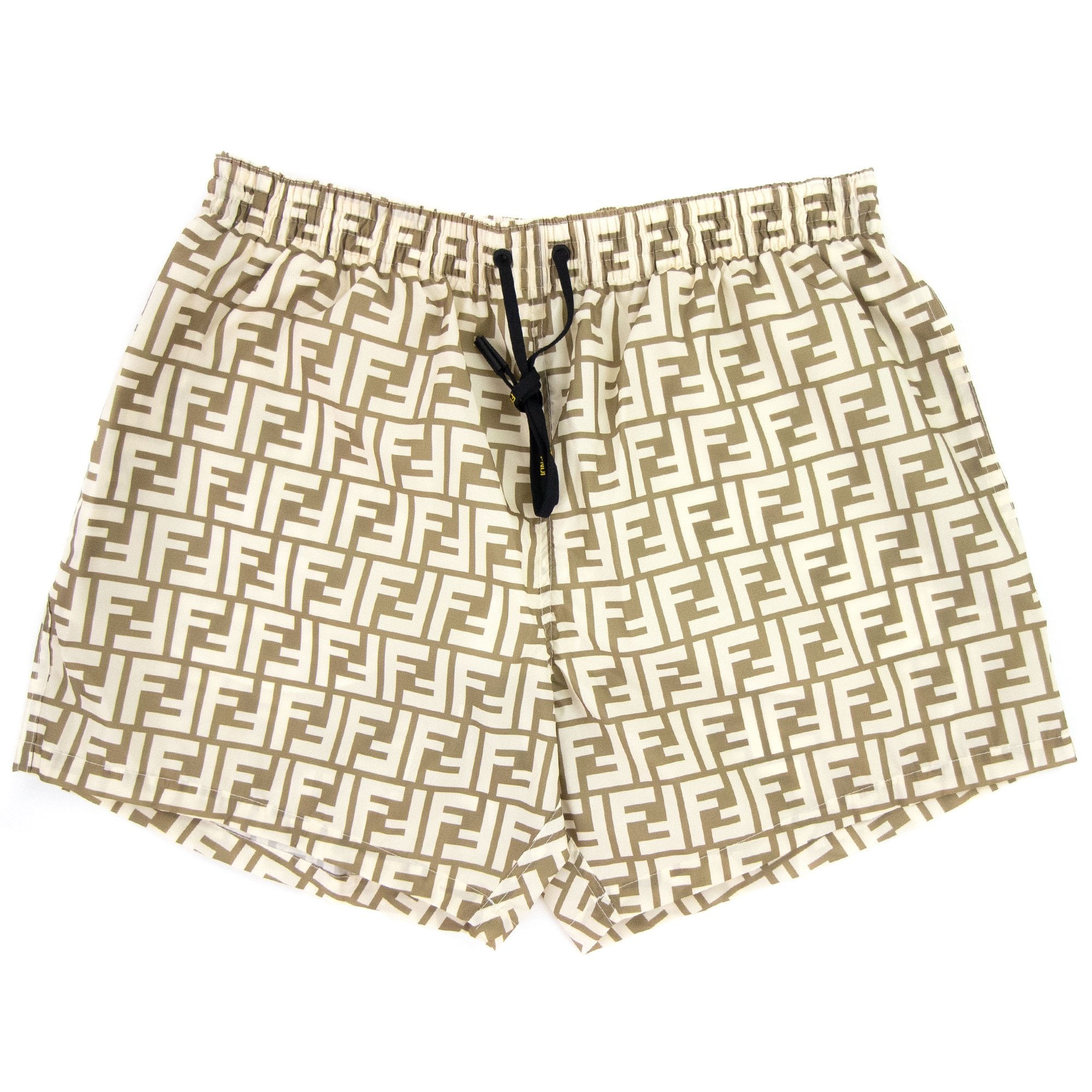 Fendi Ff Motif Swim Shorts Beige