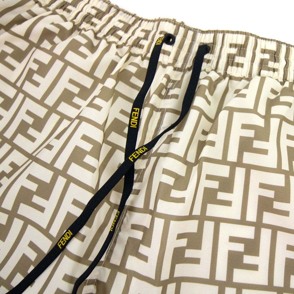 Fendi Ff Motif Swim Shorts Beige