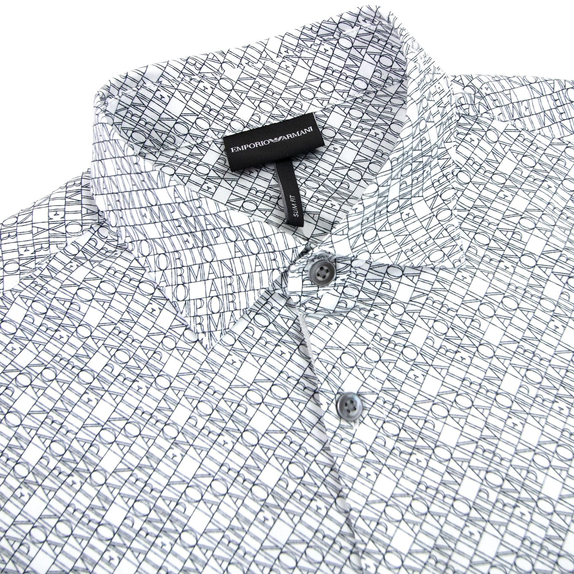 Emporio Armani All Over Micro Lettering Logo Shirt White