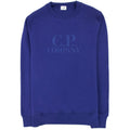 Cp Company Light Fleece Mixed Garment Dyed Logo Sweatshirt Blue 878