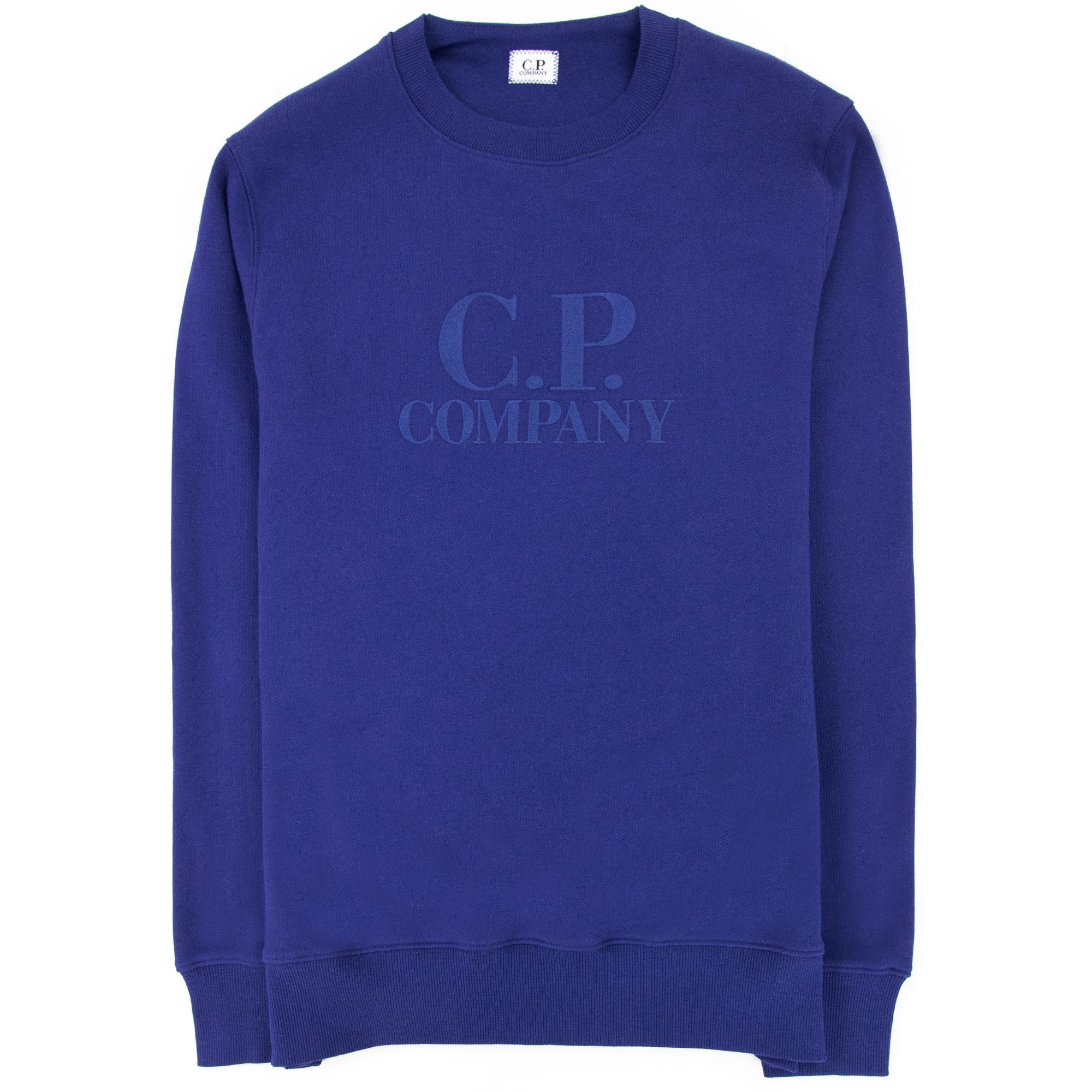 Cp Company Light Fleece Mixed Garment Dyed Logo Sweatshirt Blue 878