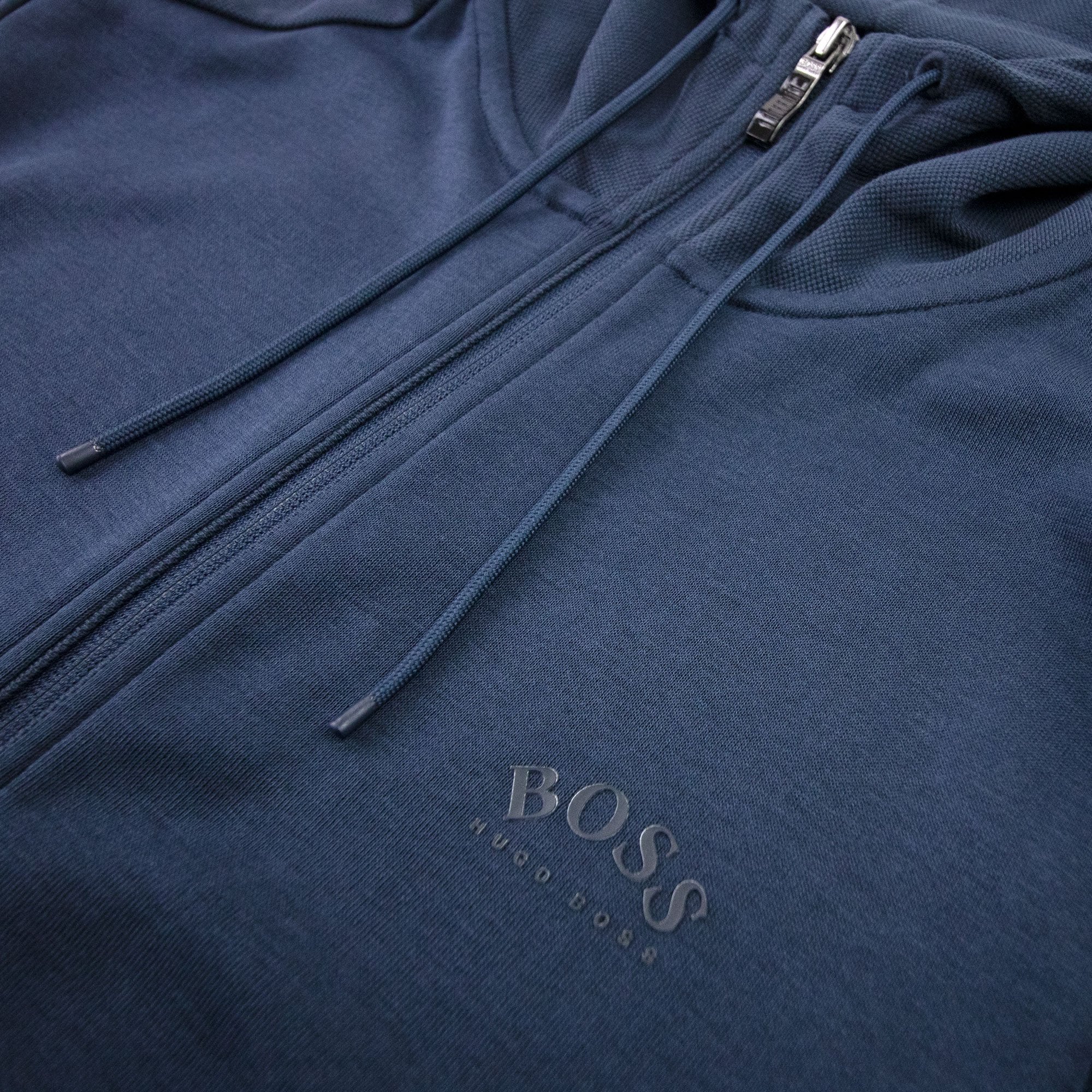 Hugo Boss Saggy Curved Logo Zip Up Sweatshirt Navy 410