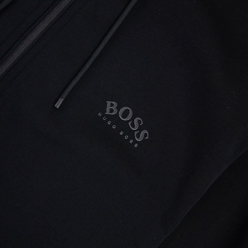 Hugo Boss Saggy Curved Logo Zip Up Sweatshirt Black 001