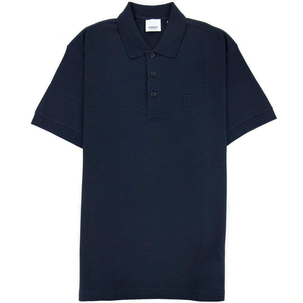 Burberry Monogram Motif Cotton Piqué Polo Navy