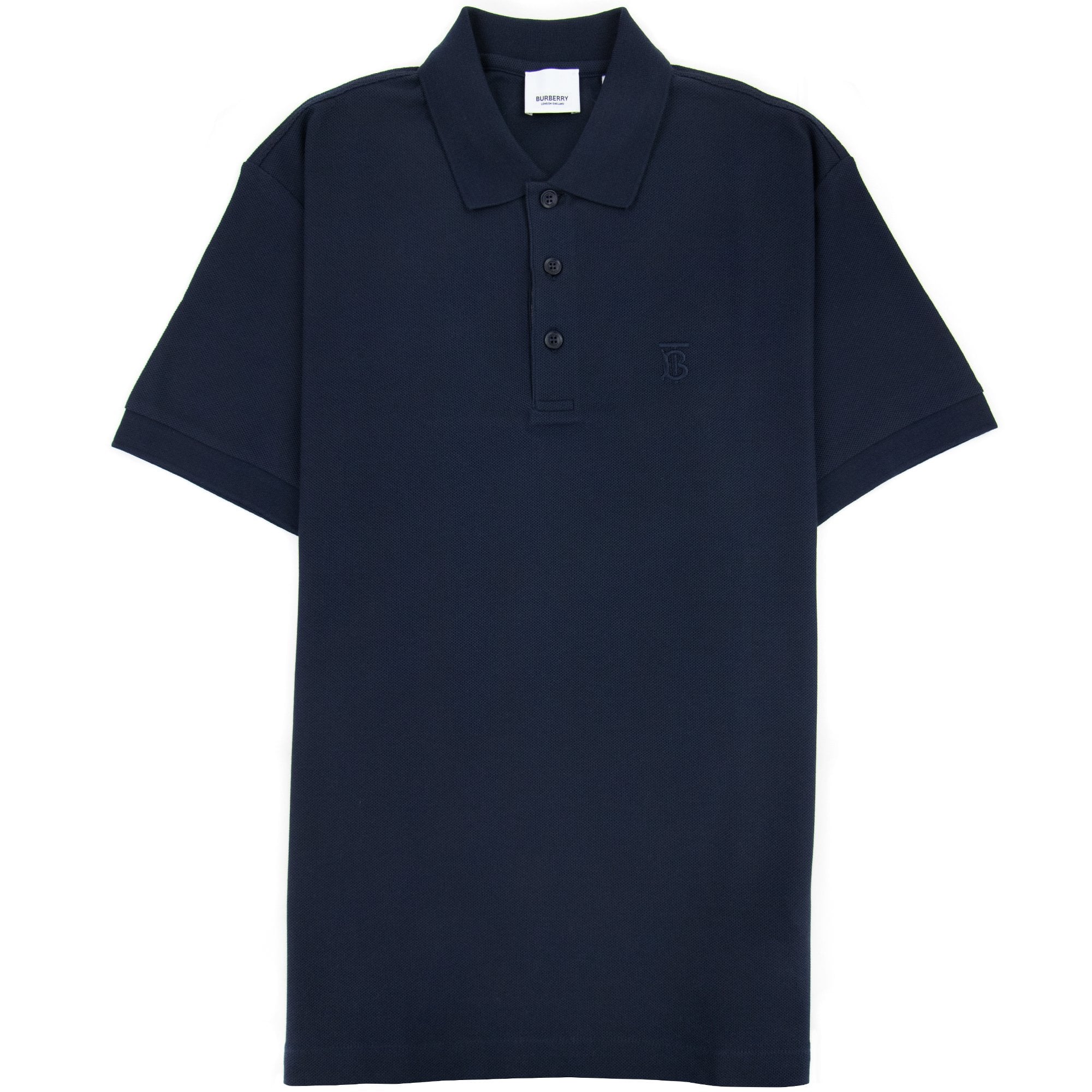 Burberry Monogram Motif Cotton Piqué Polo Navy