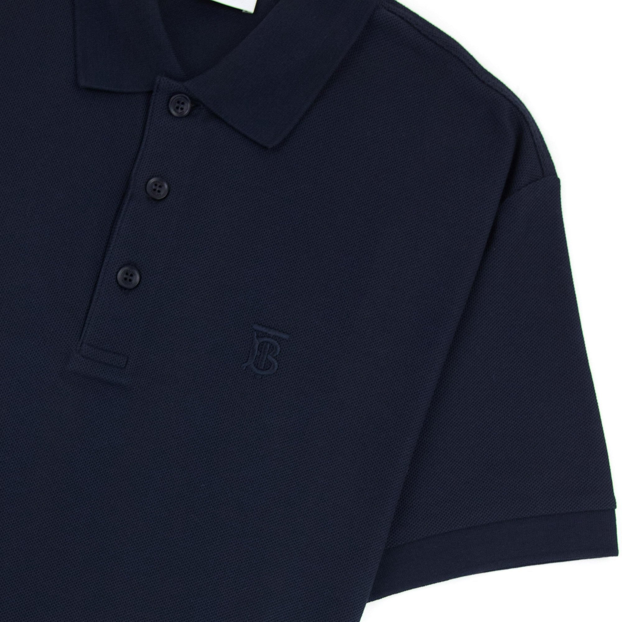 Burberry Monogram Motif Cotton Piqué Polo Navy
