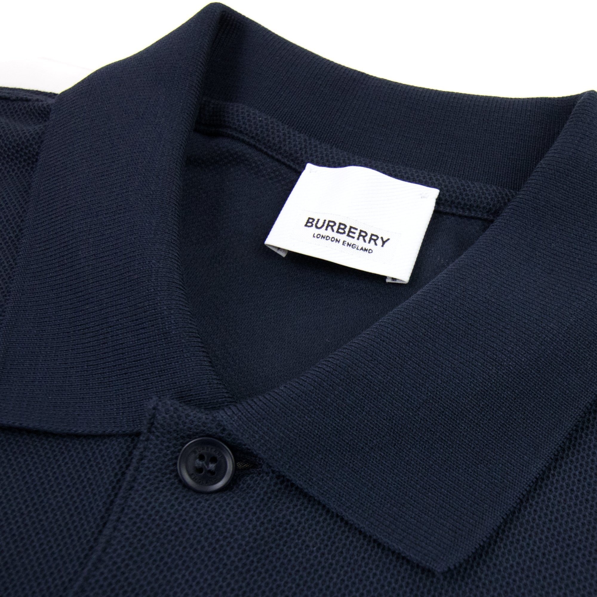 Burberry Monogram Motif Cotton Piqué Polo Navy