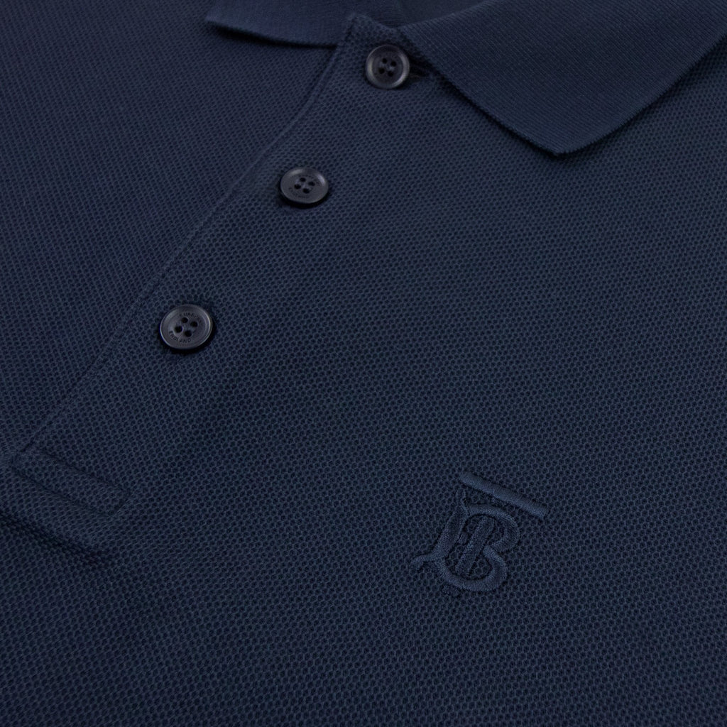 Burberry Monogram Motif Cotton Piqué Polo Navy