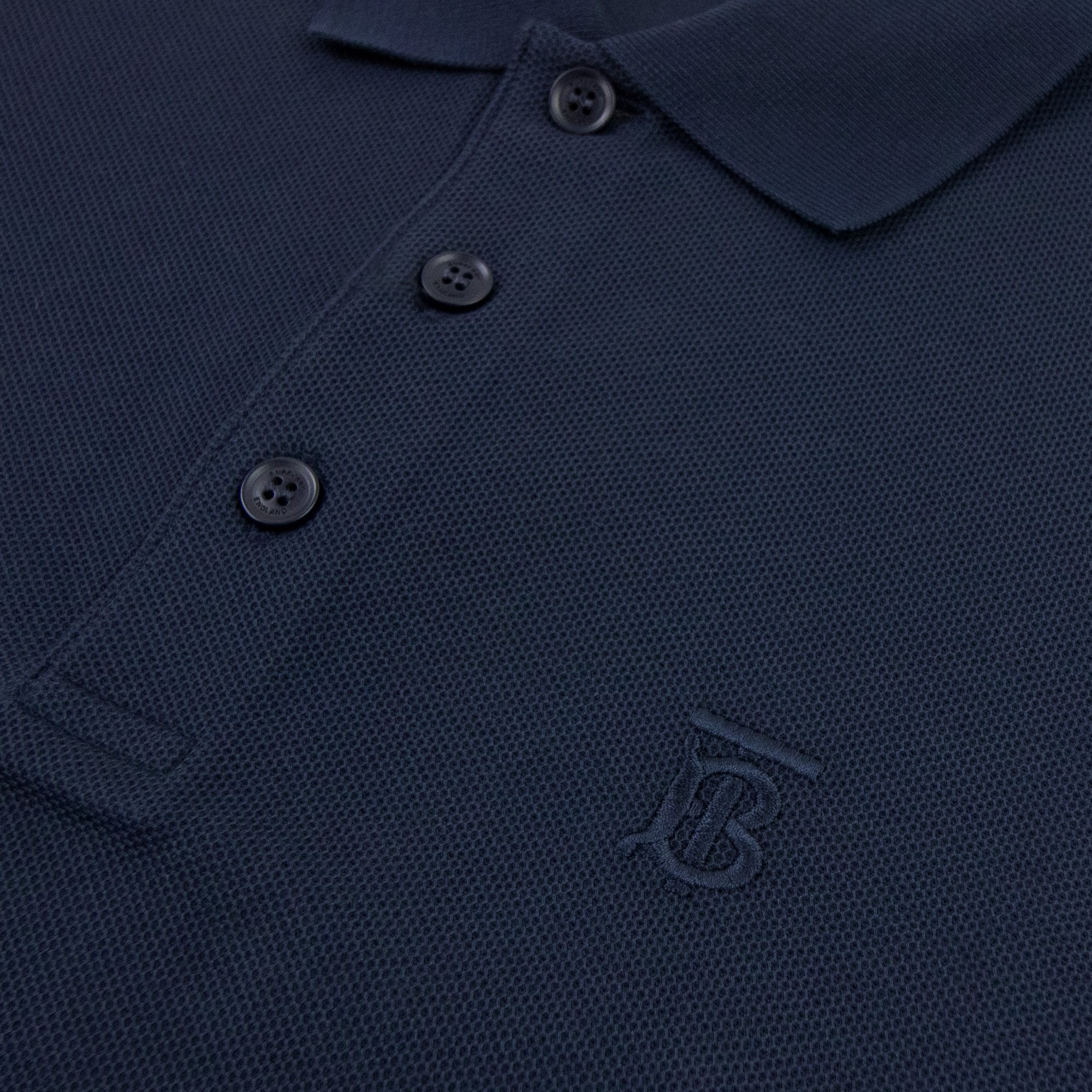 Burberry Monogram Motif Cotton Piqué Polo Navy