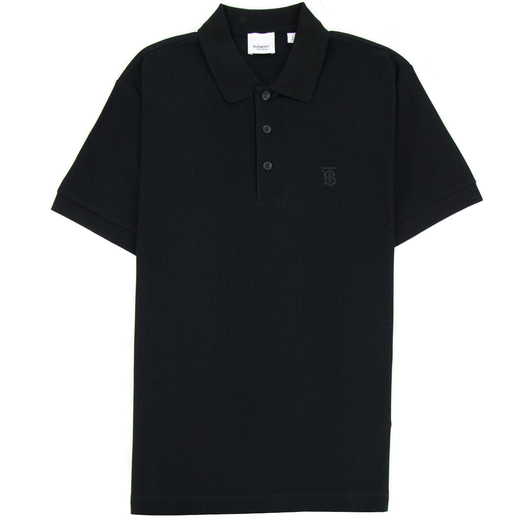 Burberry Monogram Motif Cotton Piqué Polo Black