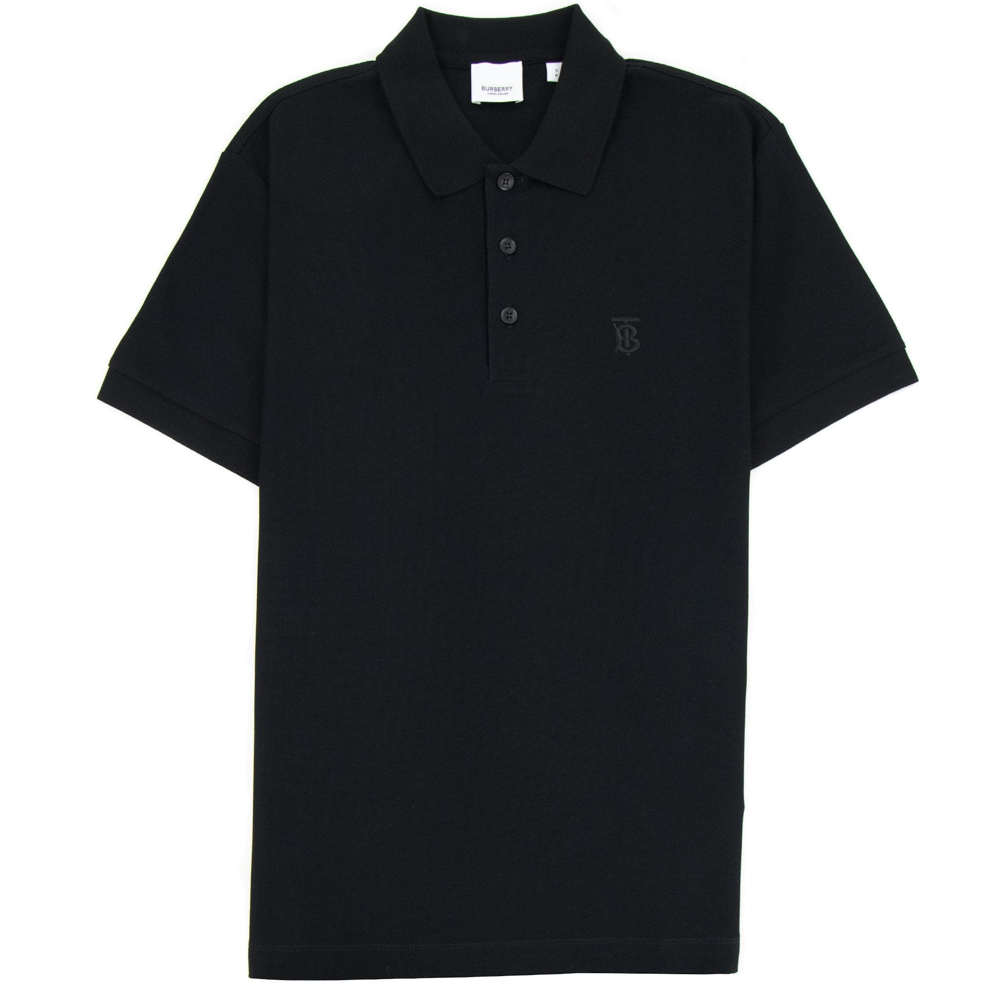 Burberry Monogram Motif Cotton Piqué Polo Black
