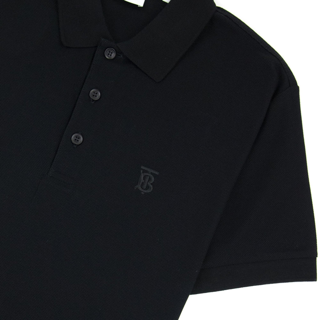 Burberry Monogram Motif Cotton Piqué Polo Black