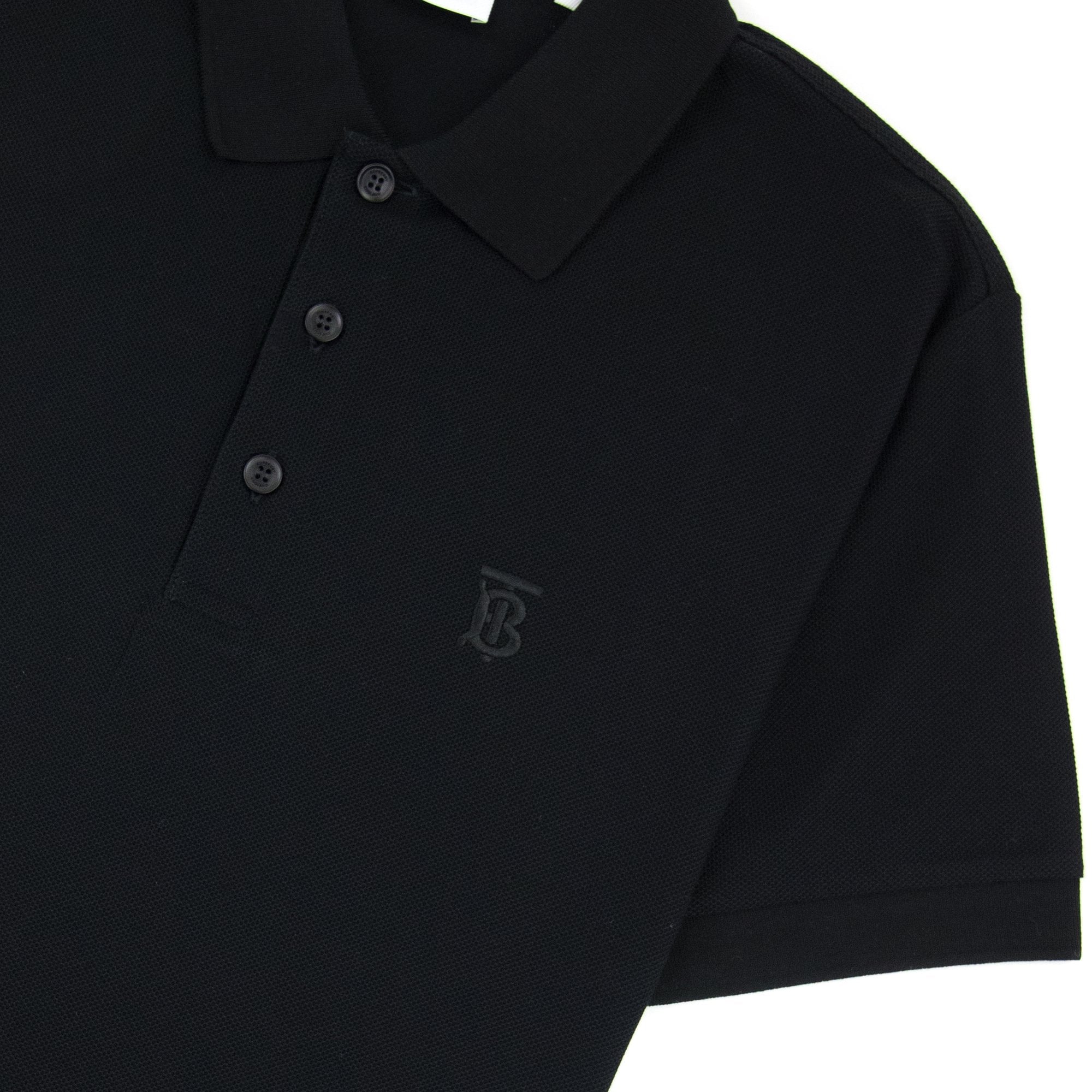 Burberry Monogram Motif Cotton Piqué Polo Black