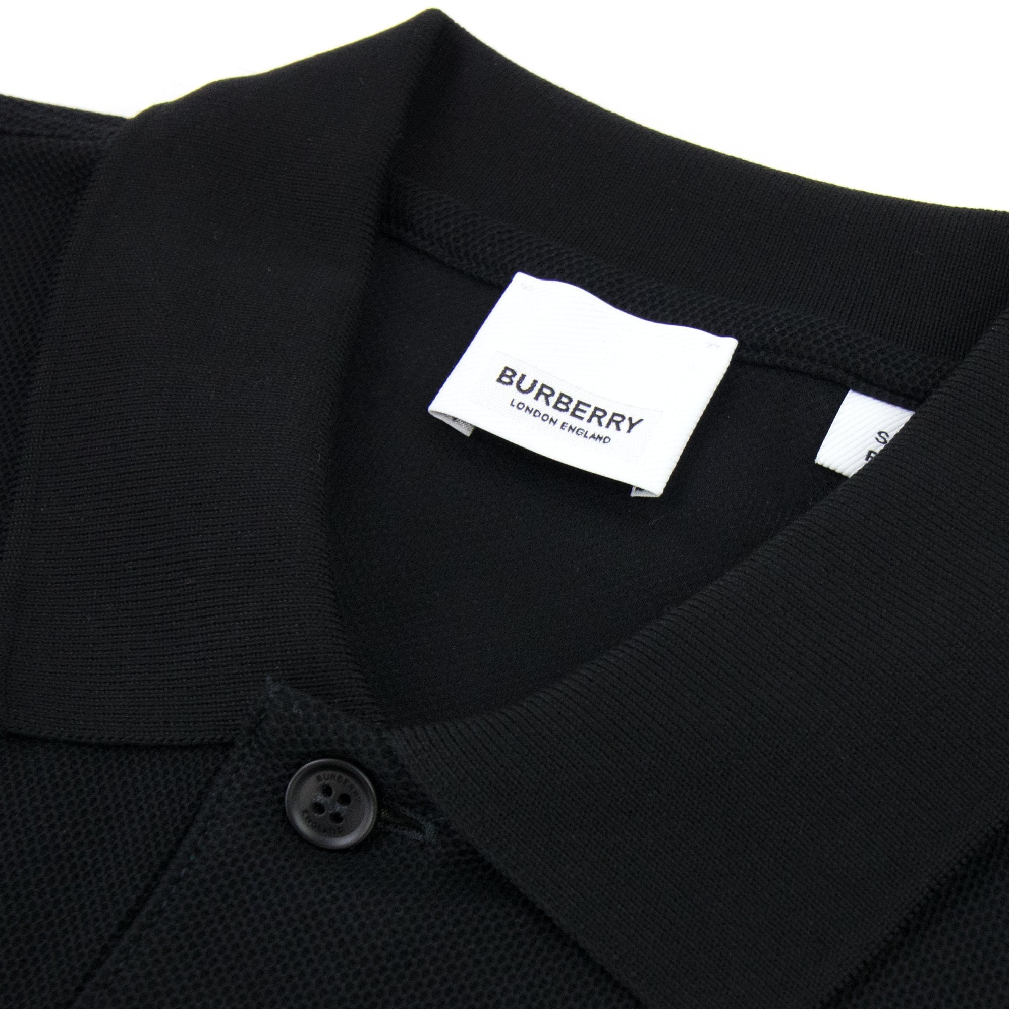 Burberry Monogram Motif Cotton Piqué Polo Black