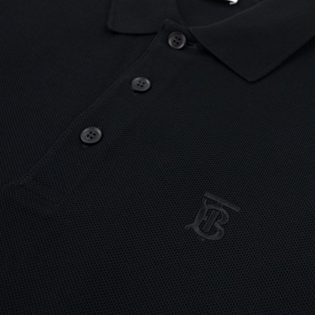 Burberry Monogram Motif Cotton Piqué Polo Black