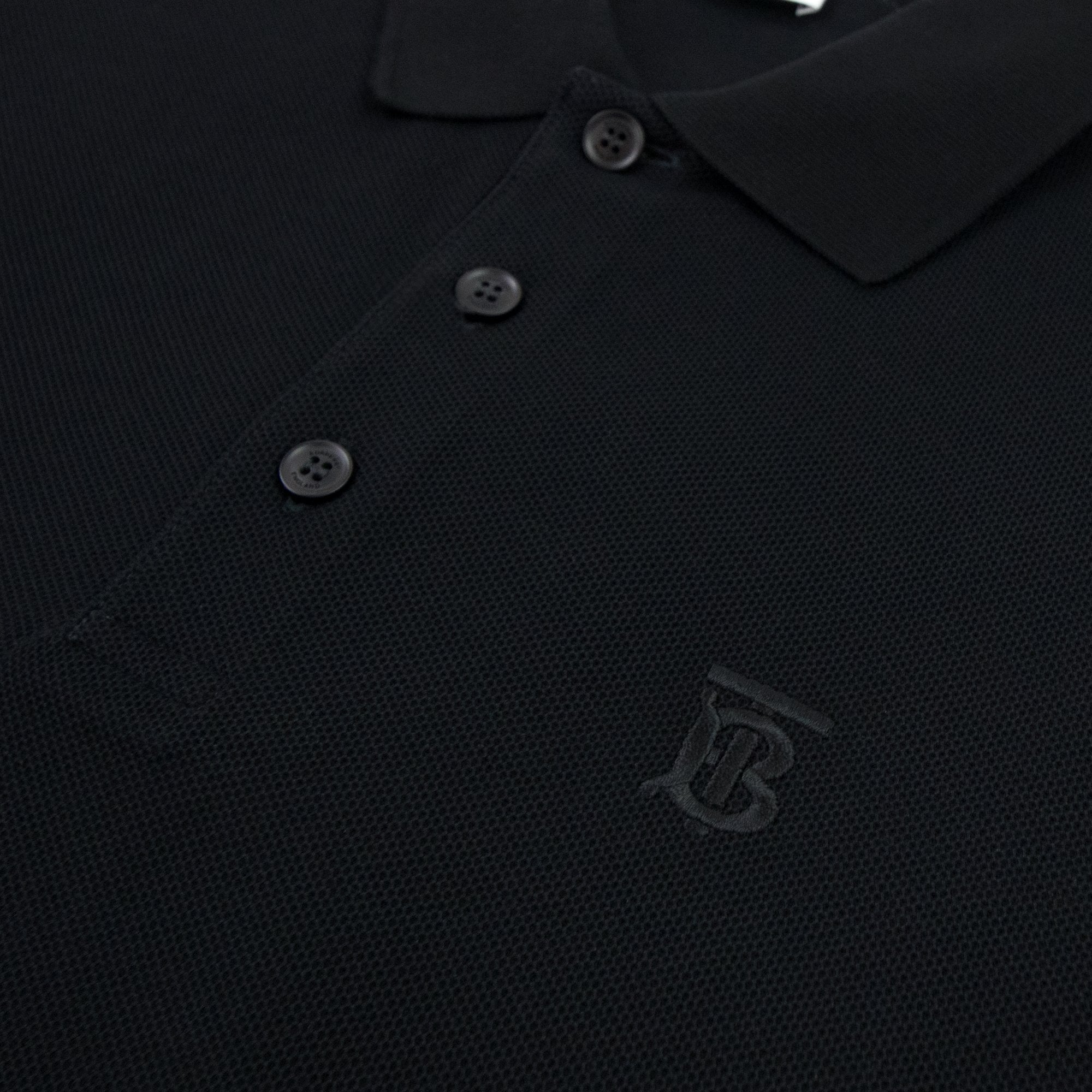 Burberry Monogram Motif Cotton Piqué Polo Black