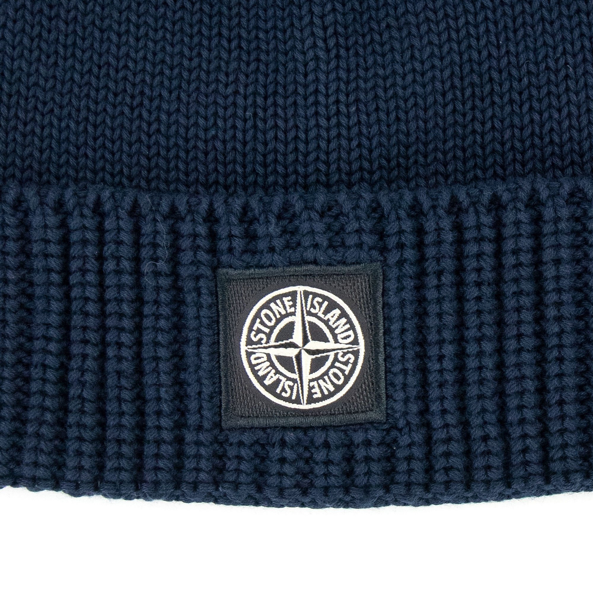 Stone Island Junior N01a7 Knit Patch Logo Beanie Navy V0020