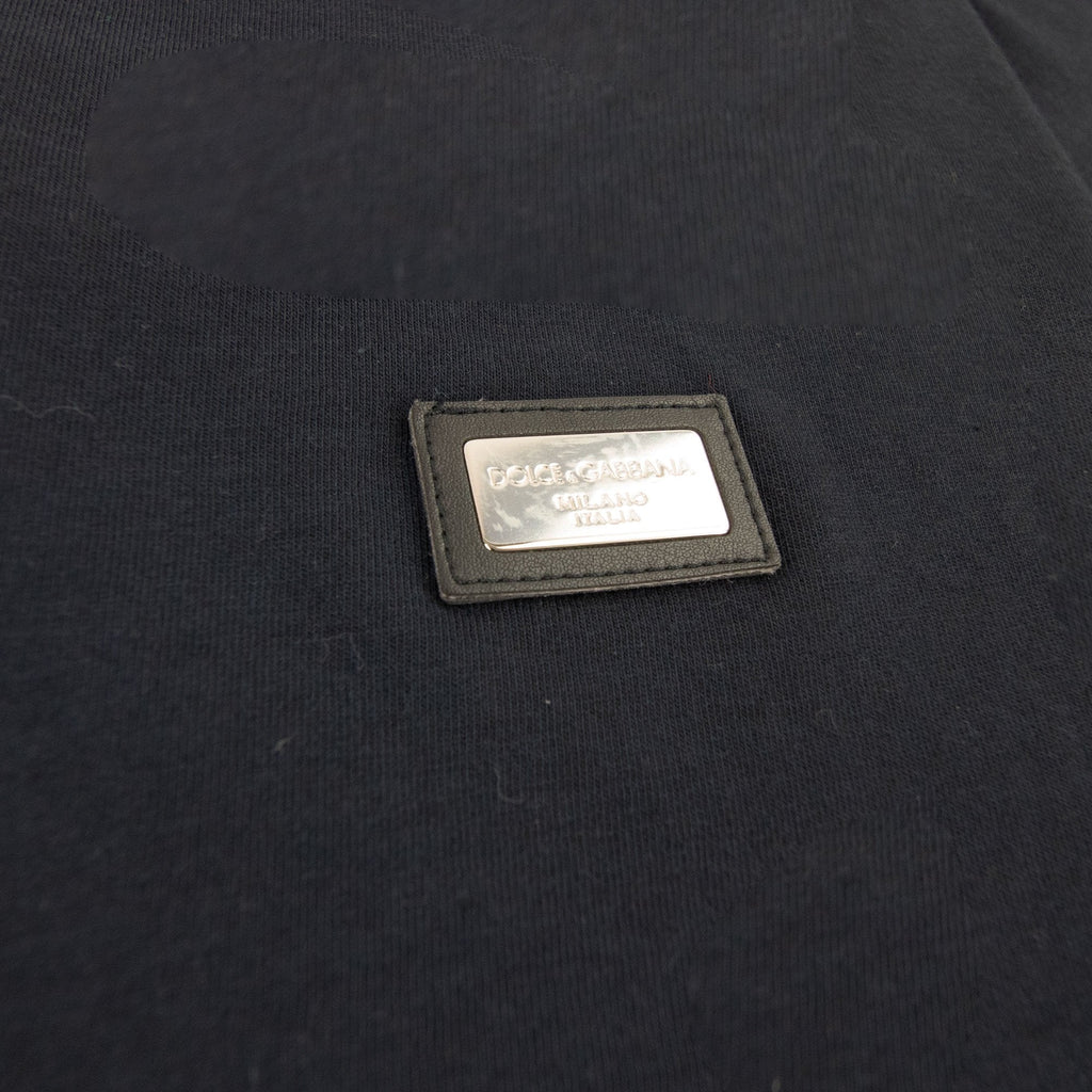 Dolce & Gabbana Metal Logo Round Neck T-shirt Navy Blue Bo665