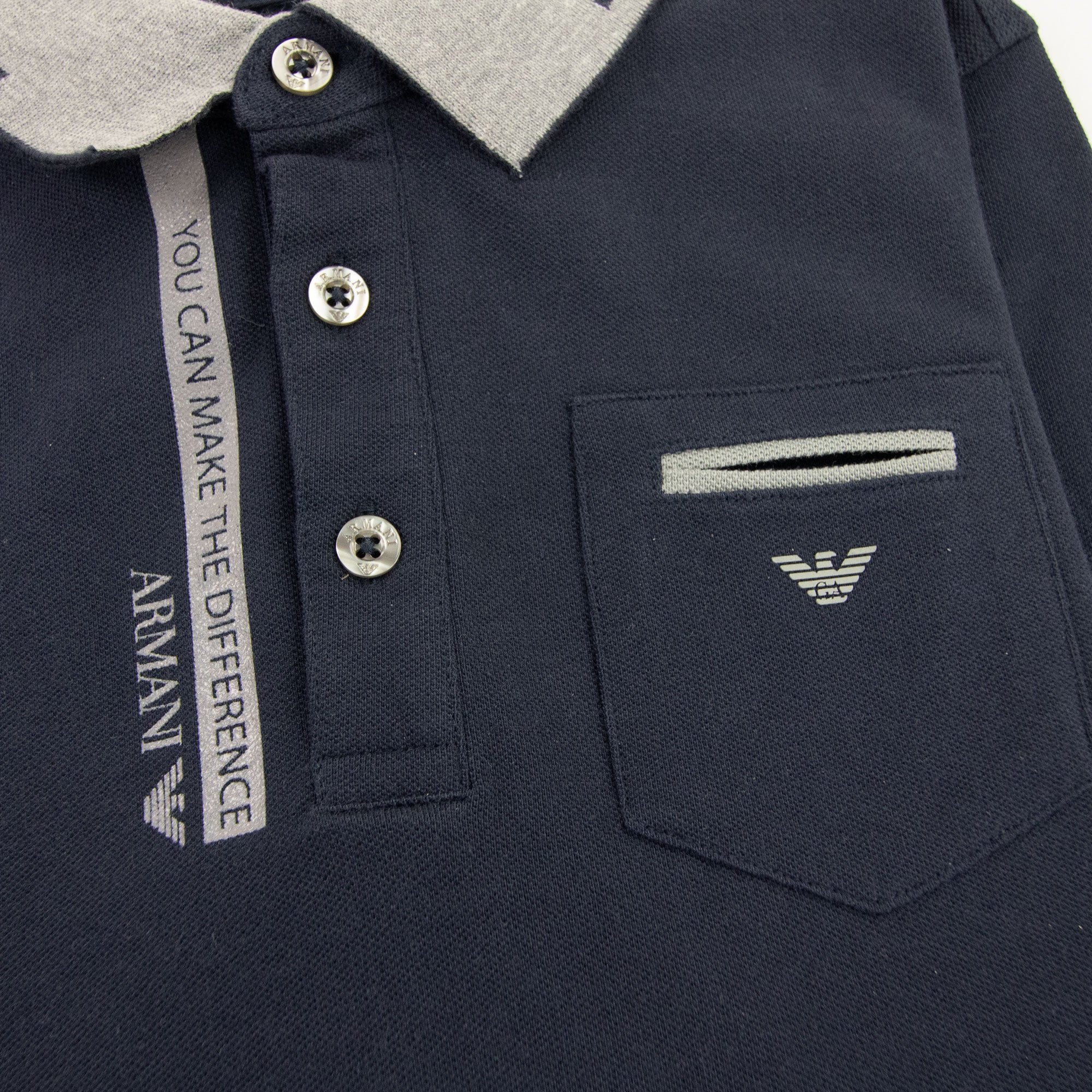 Armani Junior Eagle Logo L/s Polo Shirt Navy