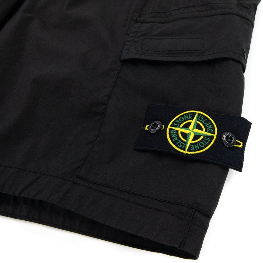 Stone Island Stretch Cotton Tela Cargo Shorts Black V0029