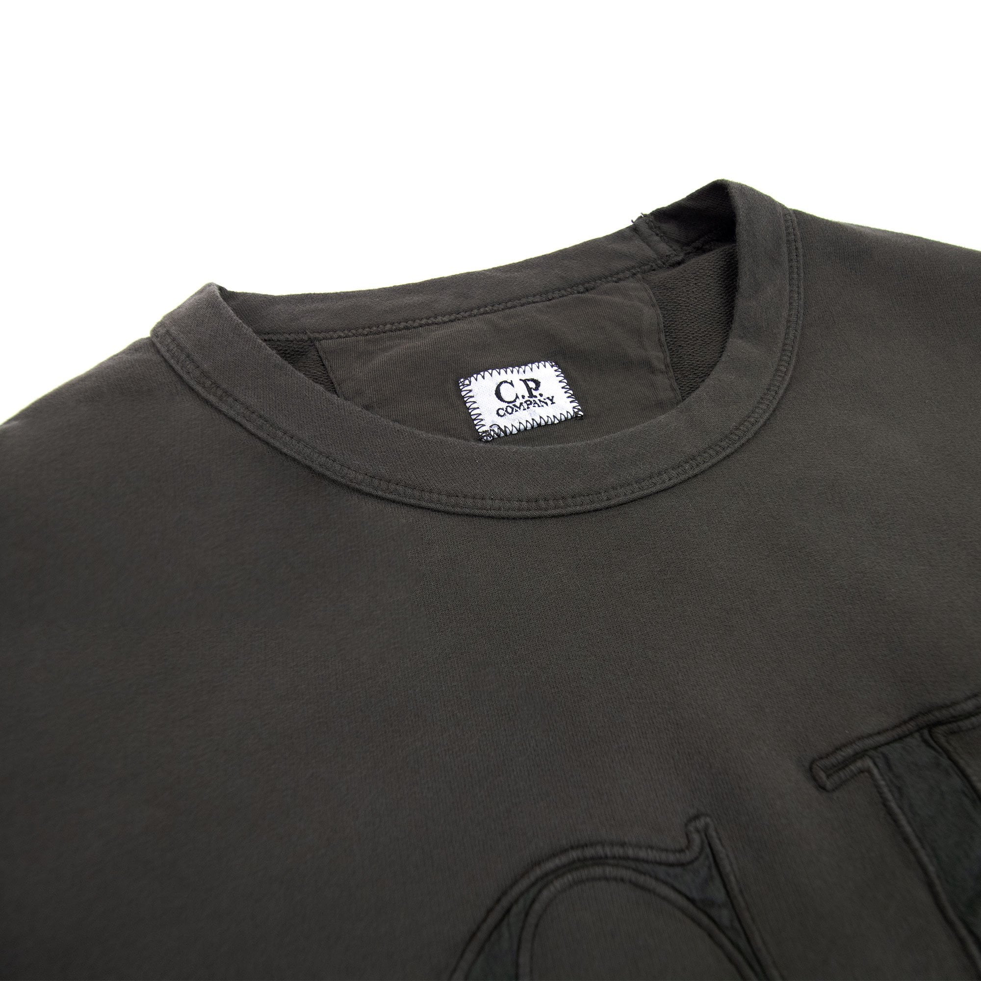 CP Company Light Fleece Mixed Garment Dyed Logo Sweatshirt Khaki 683
