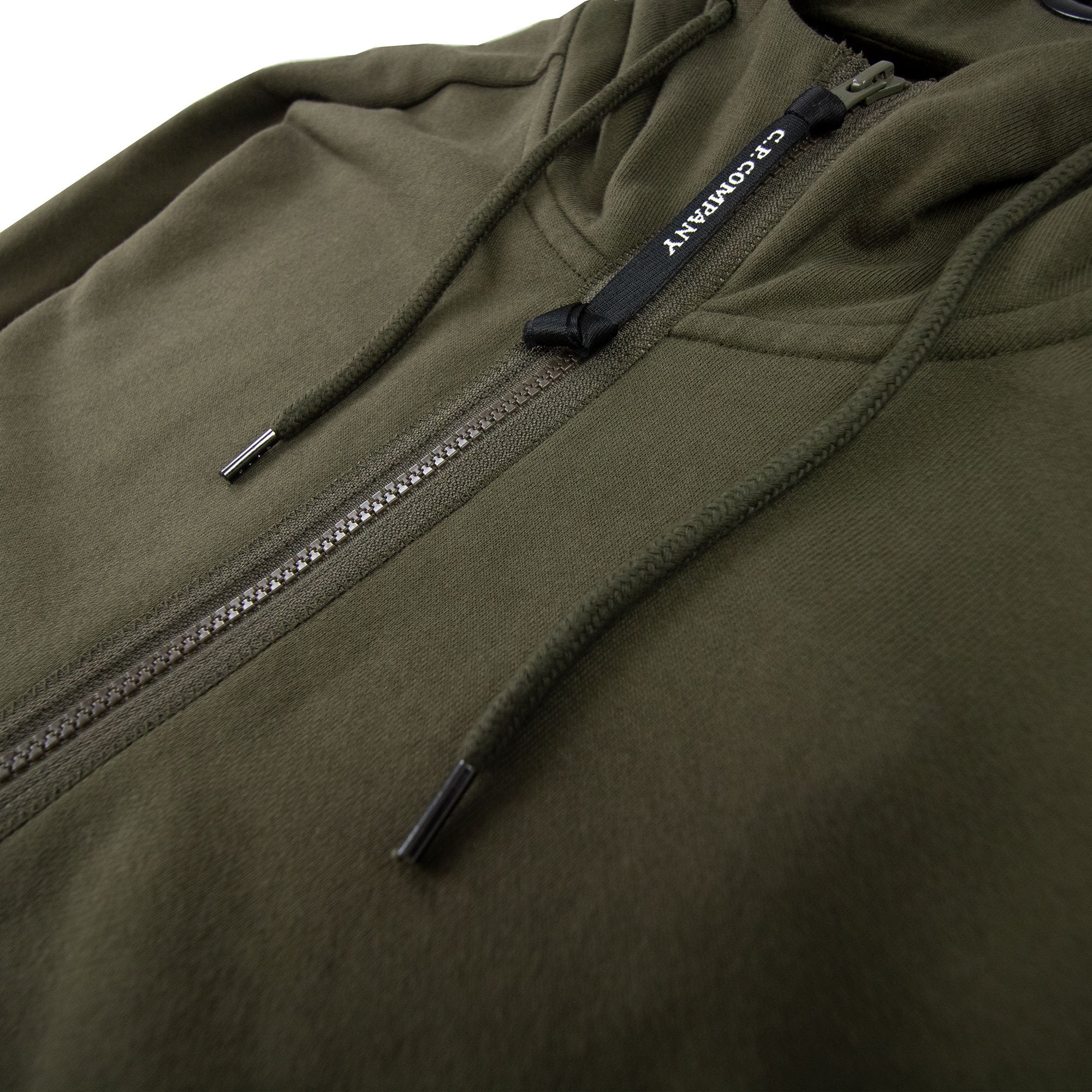 CP Company Diagonal Raised Fleece Full Zip Goggle Hoody Khaki 683